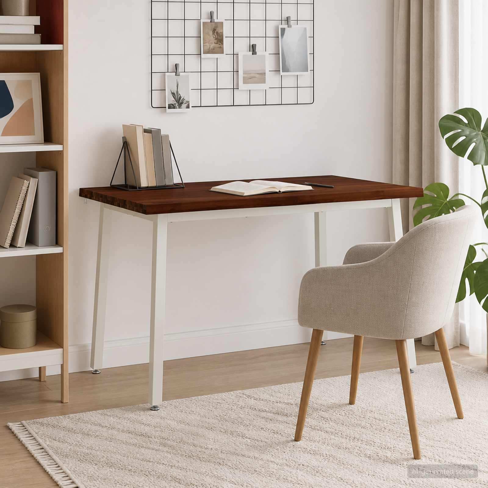 120 x 70 x 75 cm tömör akácfa sötétbarna és fehér négyszögletes