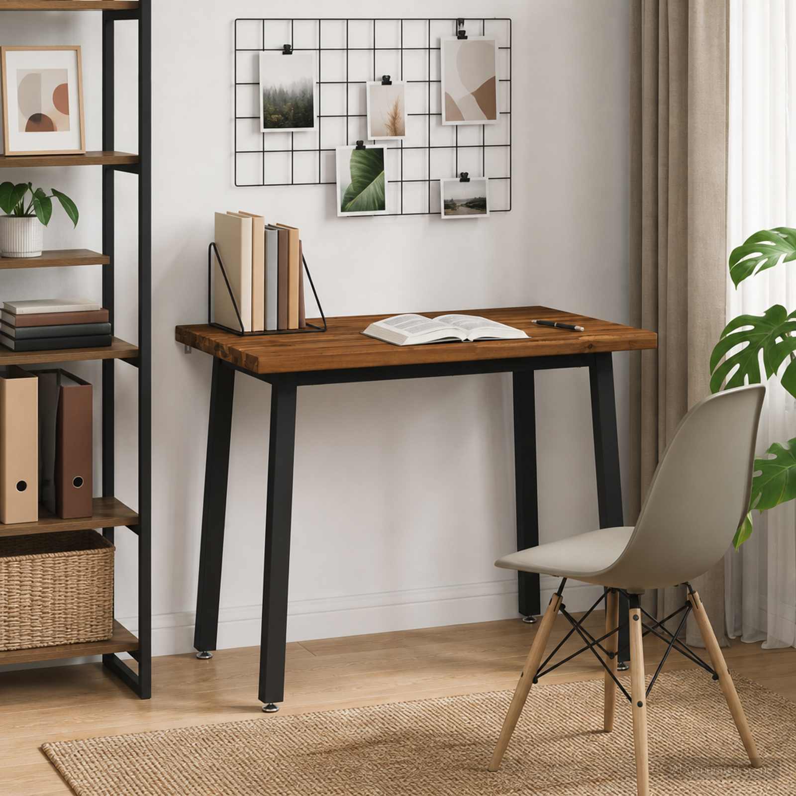 110 x 55 x 75 cm tömör akácfa természetes és fekete