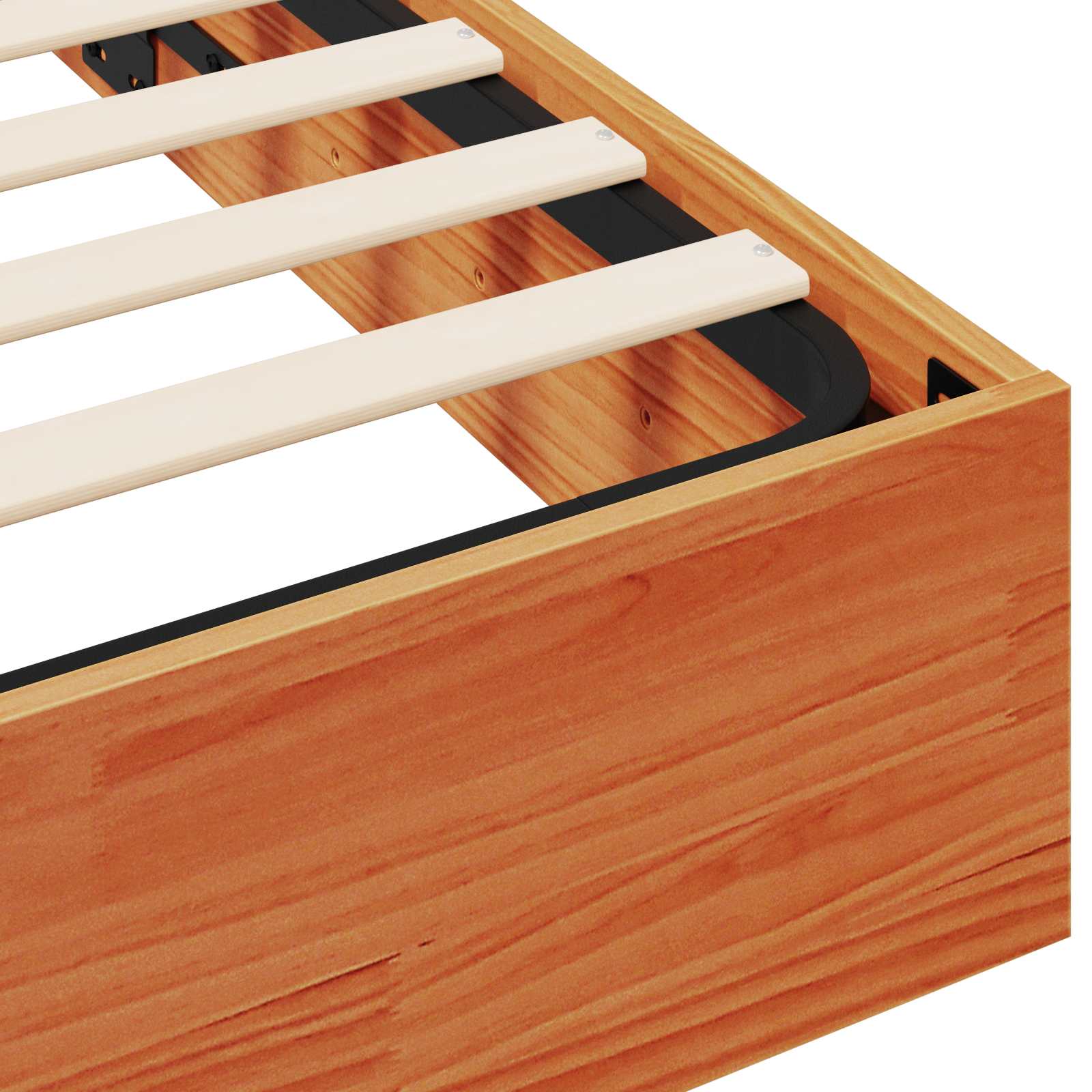 Tárolós ottomán ágykeret viaszbarna 200 x 200 cm tömör fenyő