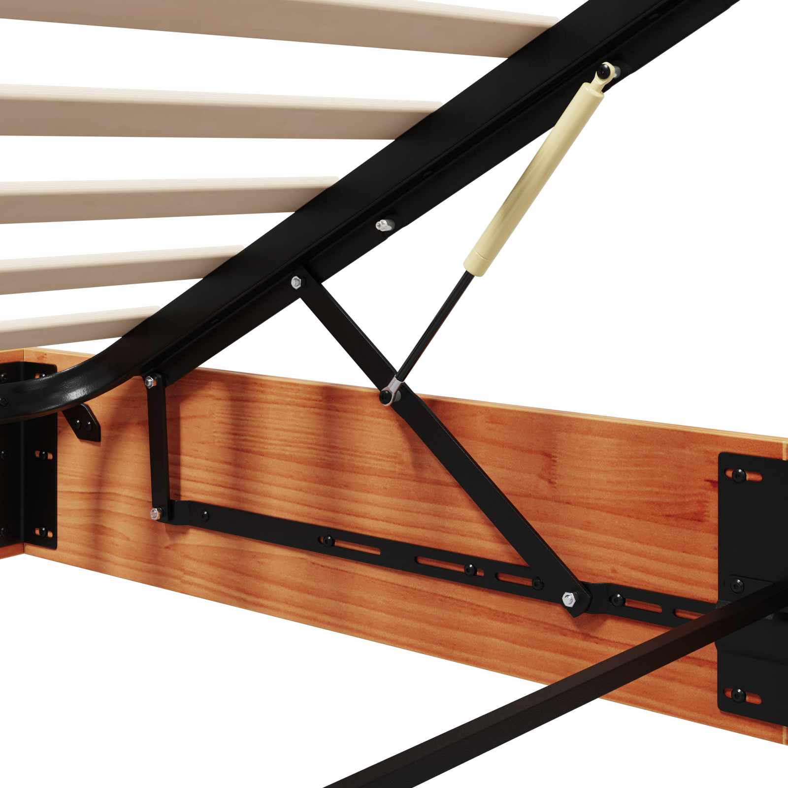 Tárolós ottomán ágykeret viaszbarna 200 x 200 cm tömör fenyő