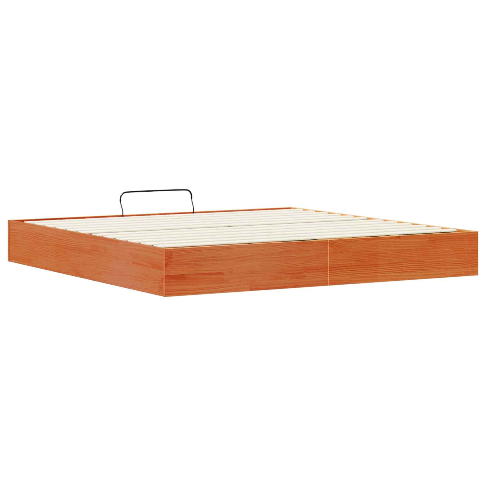 Tárolós ottomán ágykeret viaszbarna 200 x 200 cm tömör fenyő