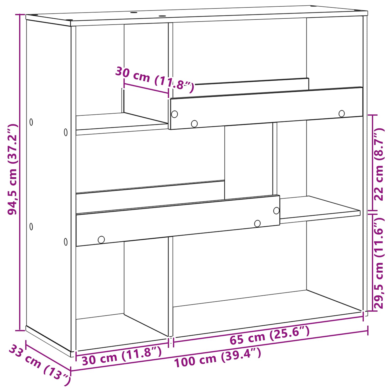 Könyvespolc fekete tölgy 100 x 33 x 94,5 cm faanyag