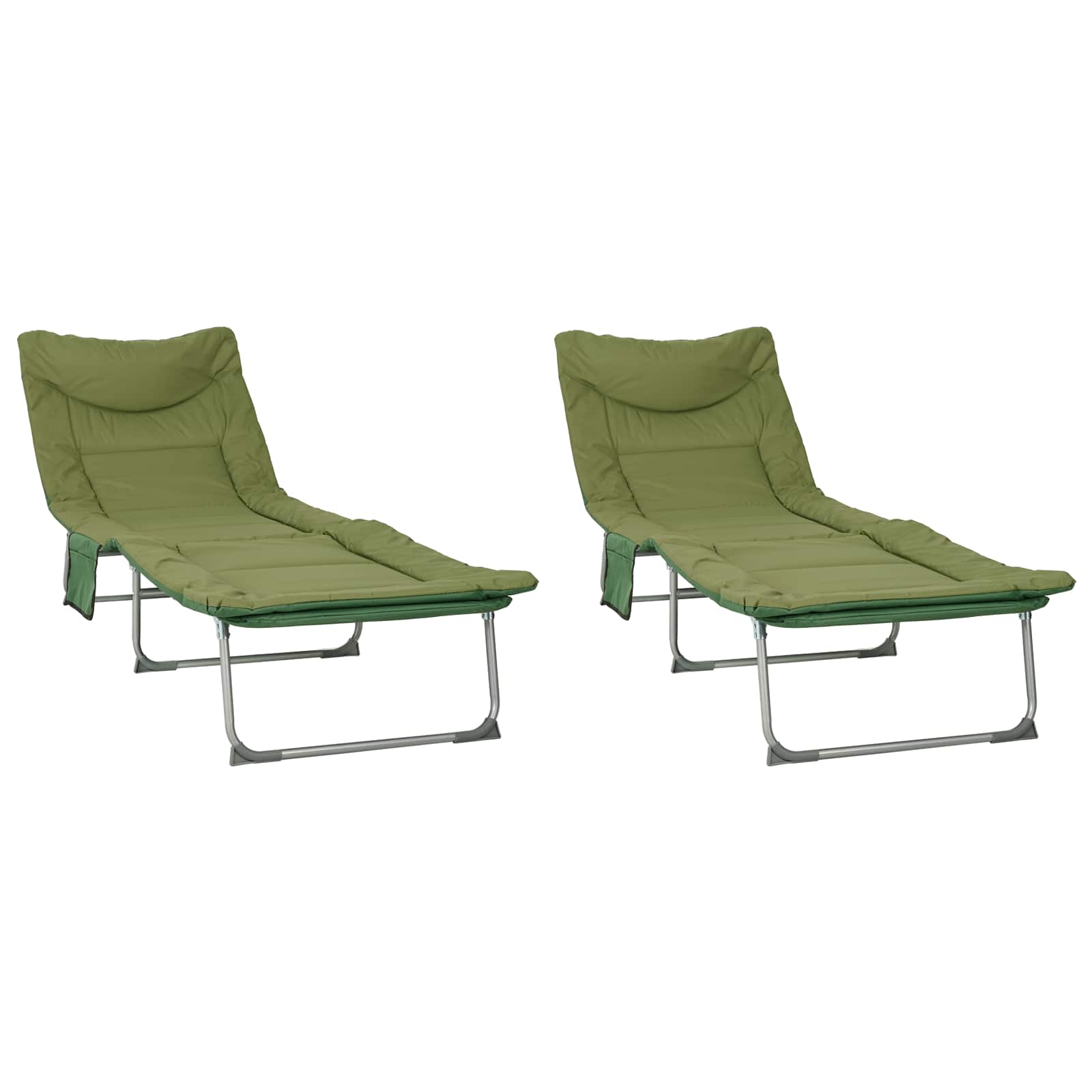 Összecsukható napozóágy párnával 2 pcs sötétzöld
