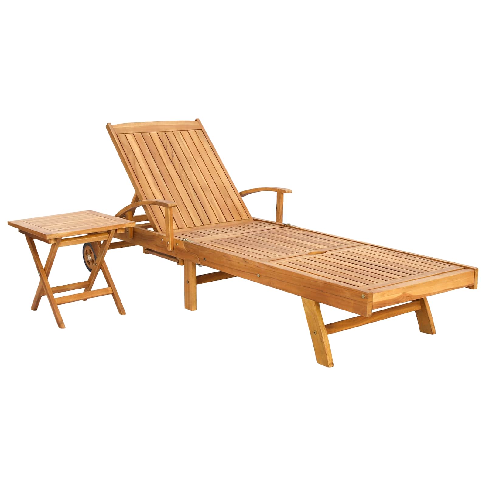 Napozóágy asztallal 2 pcs barna 40 x 40 x 40 cm tömör teakfa