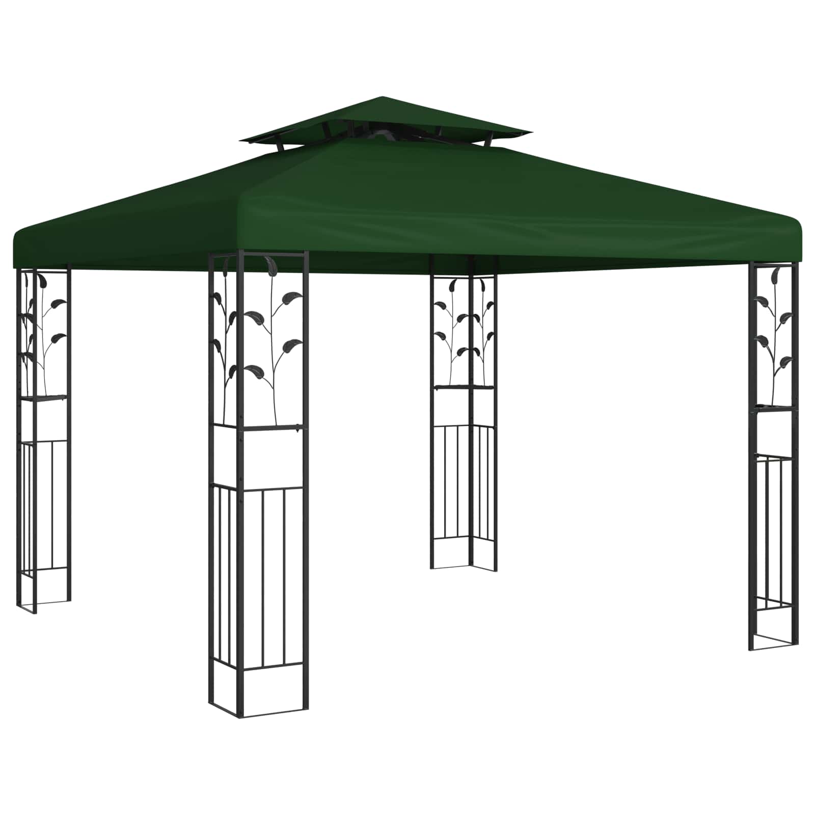 Pavilon 3 x 3 x 2,68 m zöld poliészter és acél