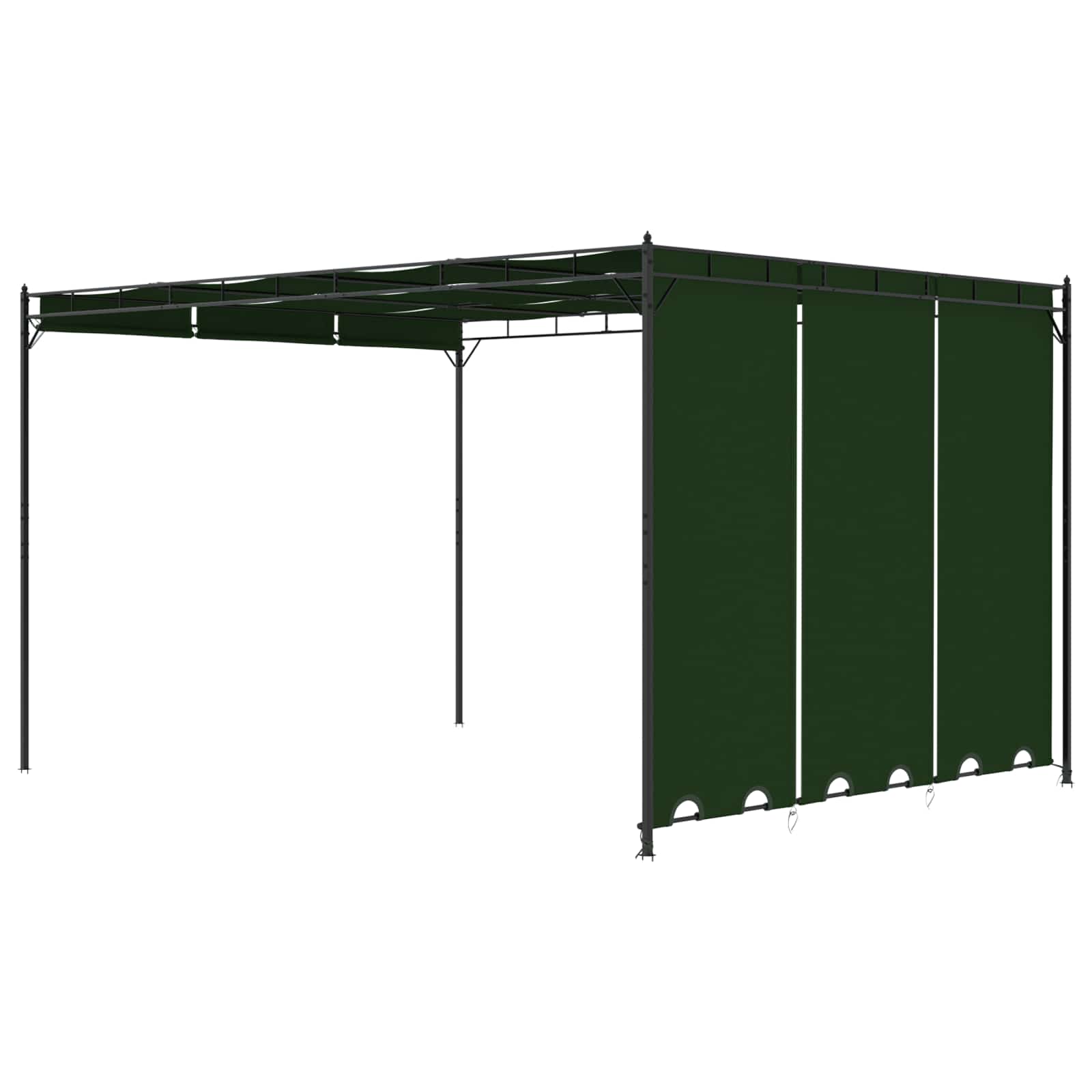 Pavilon 4 x 3 x 2,3 m zöld poliészter és acél