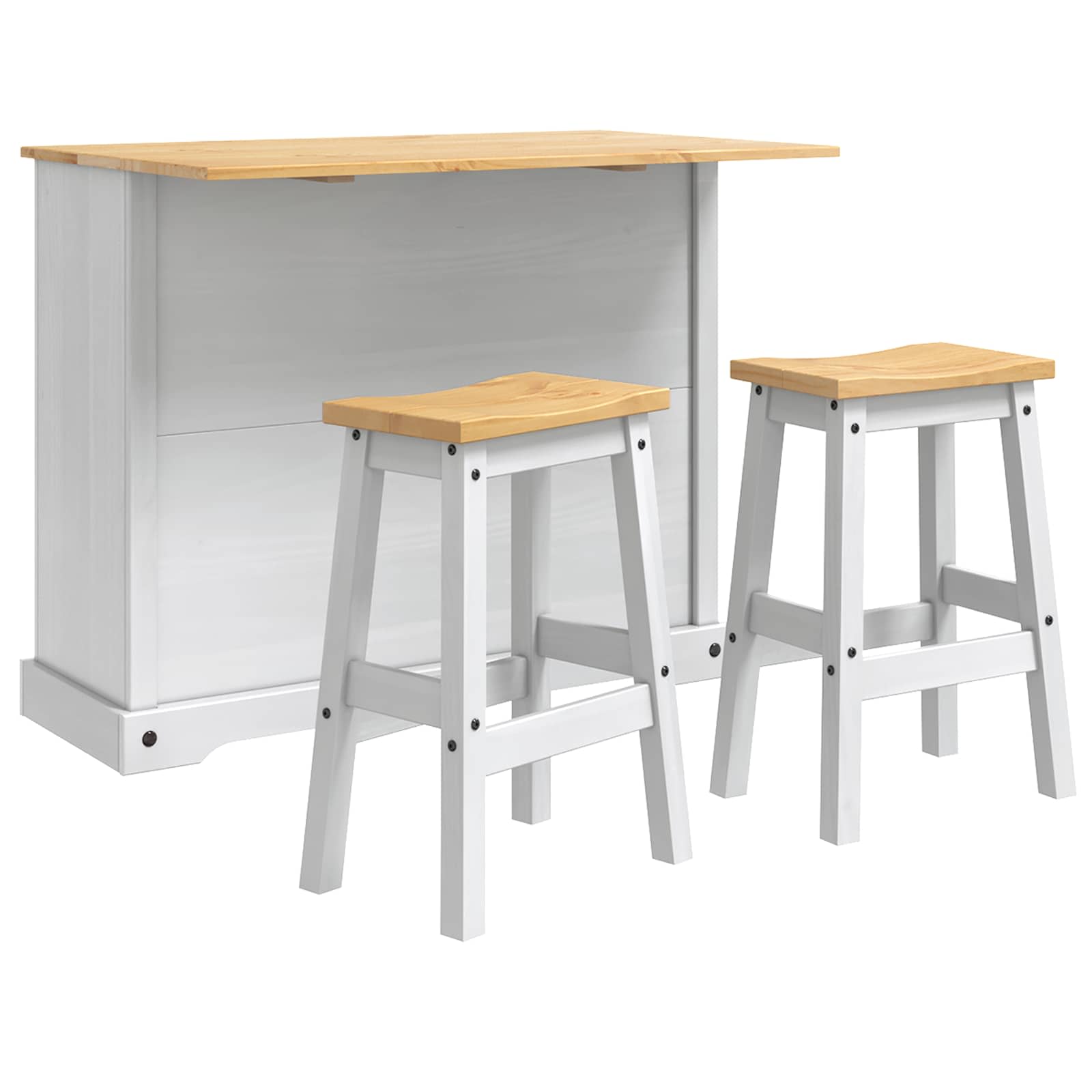 Konyhai sziget szett corona 3 pcs fehér és mézes viasszal