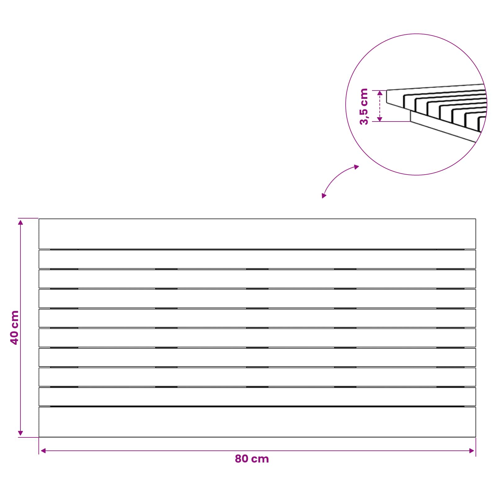 Asztallap 80 x 40 x 3,5 cm négyszögletes tömör teakfa