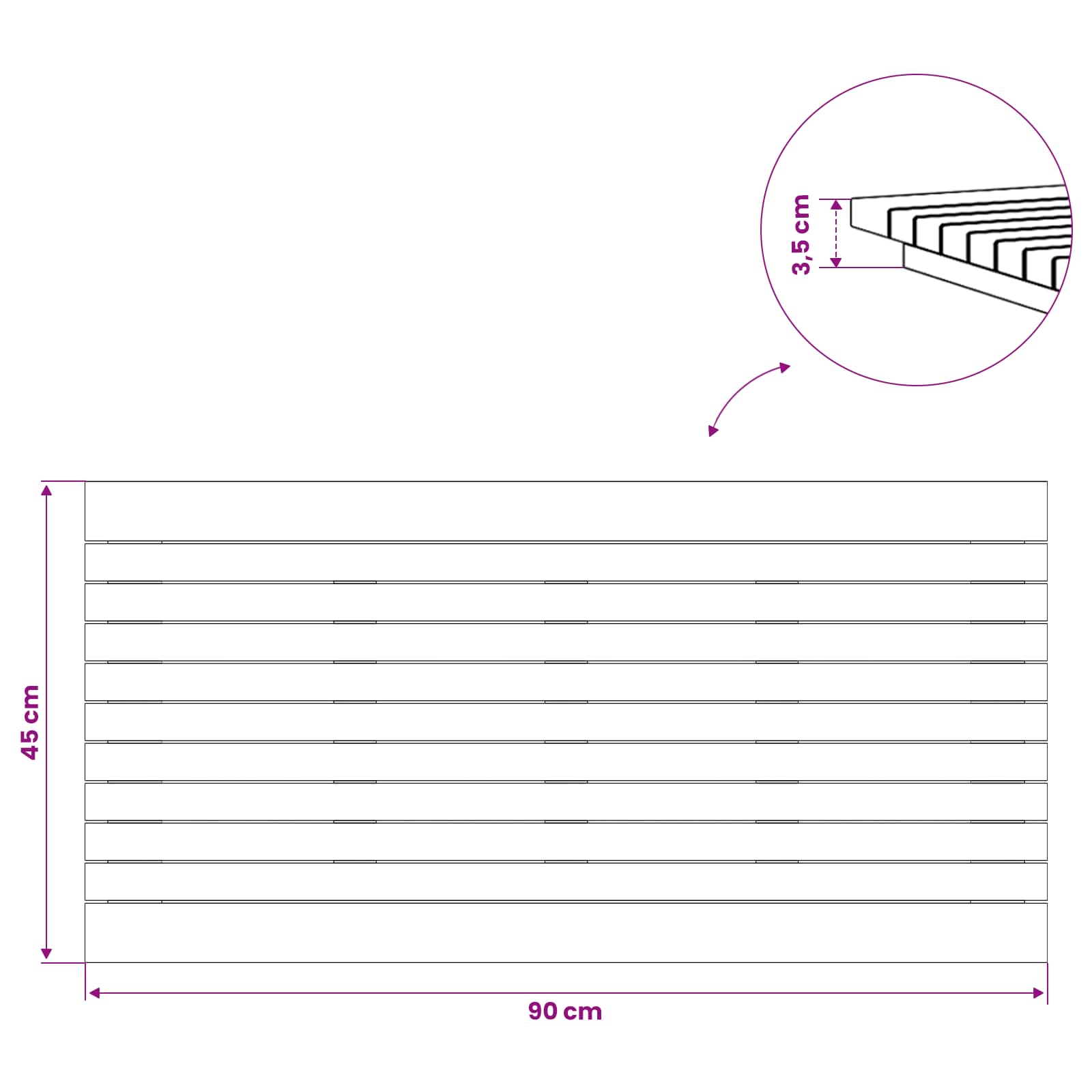 Asztallap 90 x 45 x 3,5 cm négyszögletes tömör teakfa