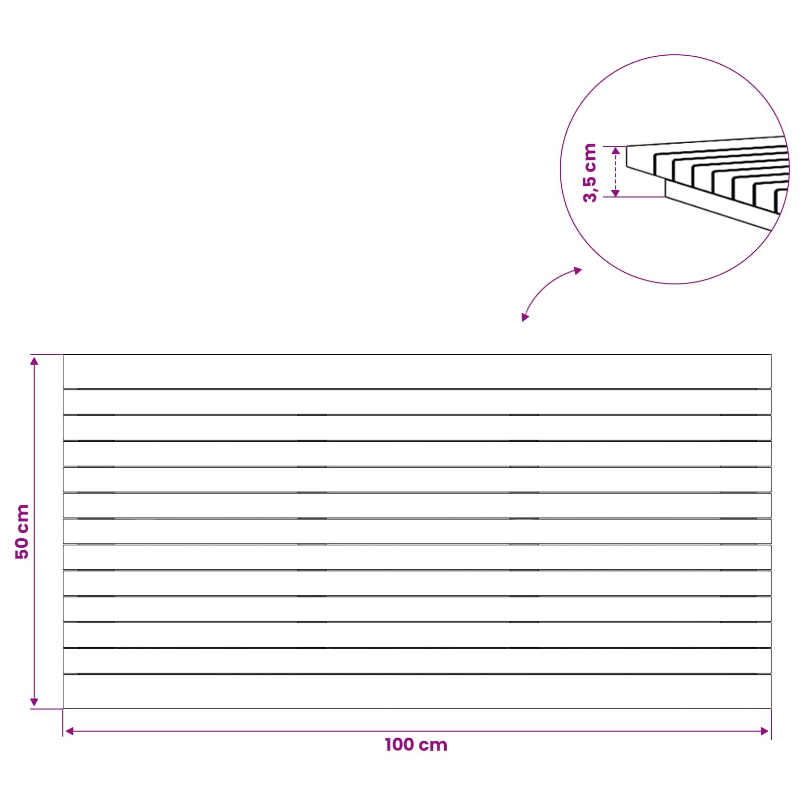 Asztallap 100 x 50 x 3,5 cm négyszögletes tömör teakfa