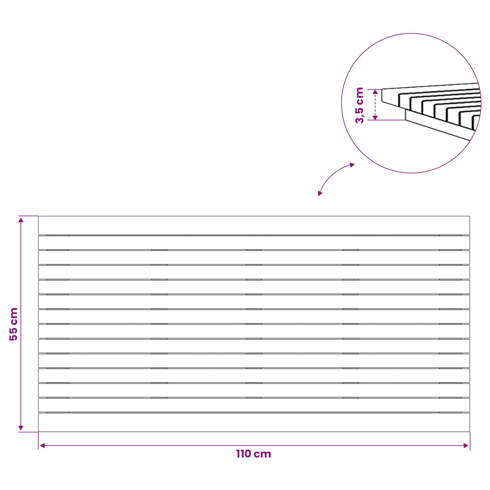 Asztallap 110 x 55 x 3,5 cm négyszögletes tömör teakfa