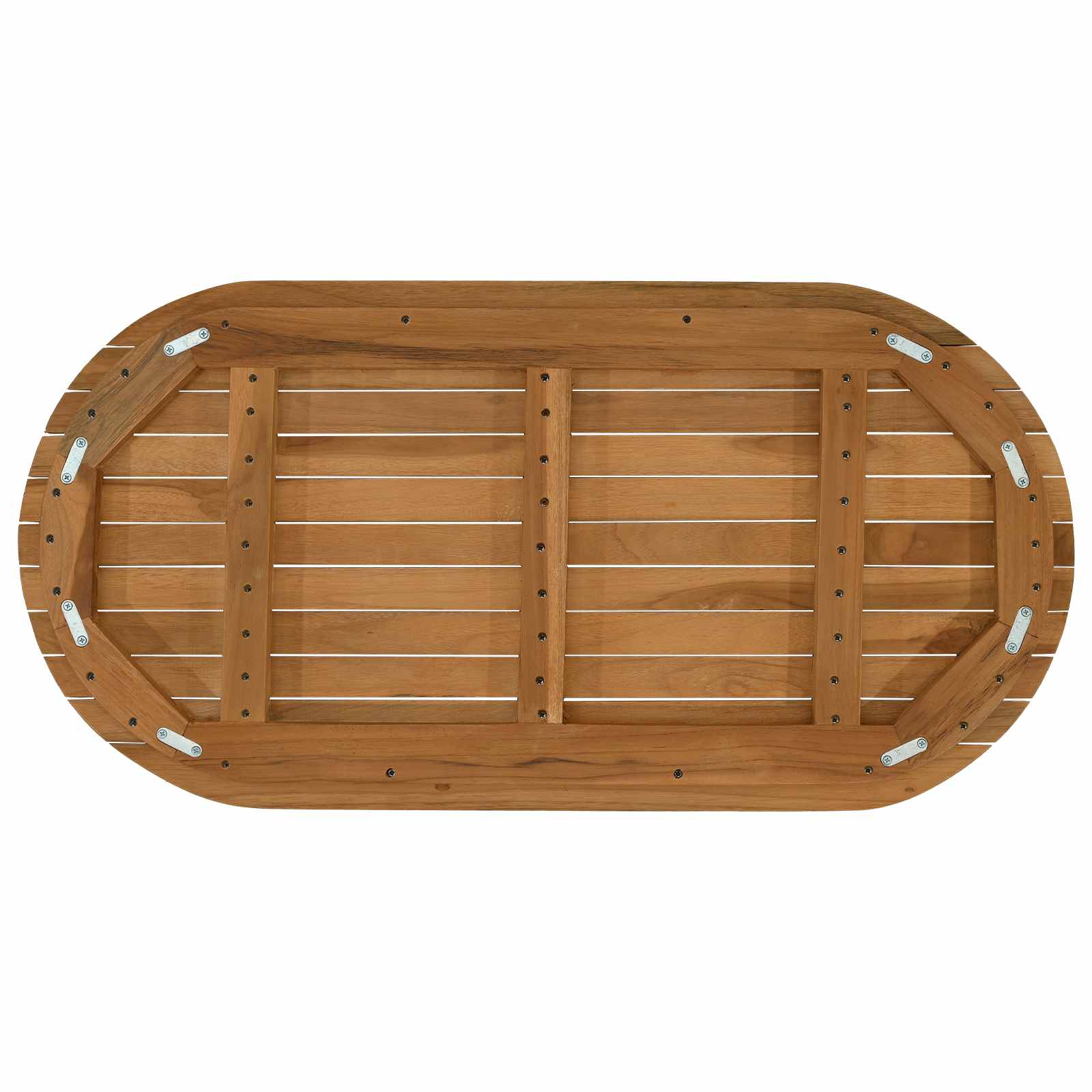 Asztallap 90 x 45 x 3,5 cm ovális tömör teakfa természetes