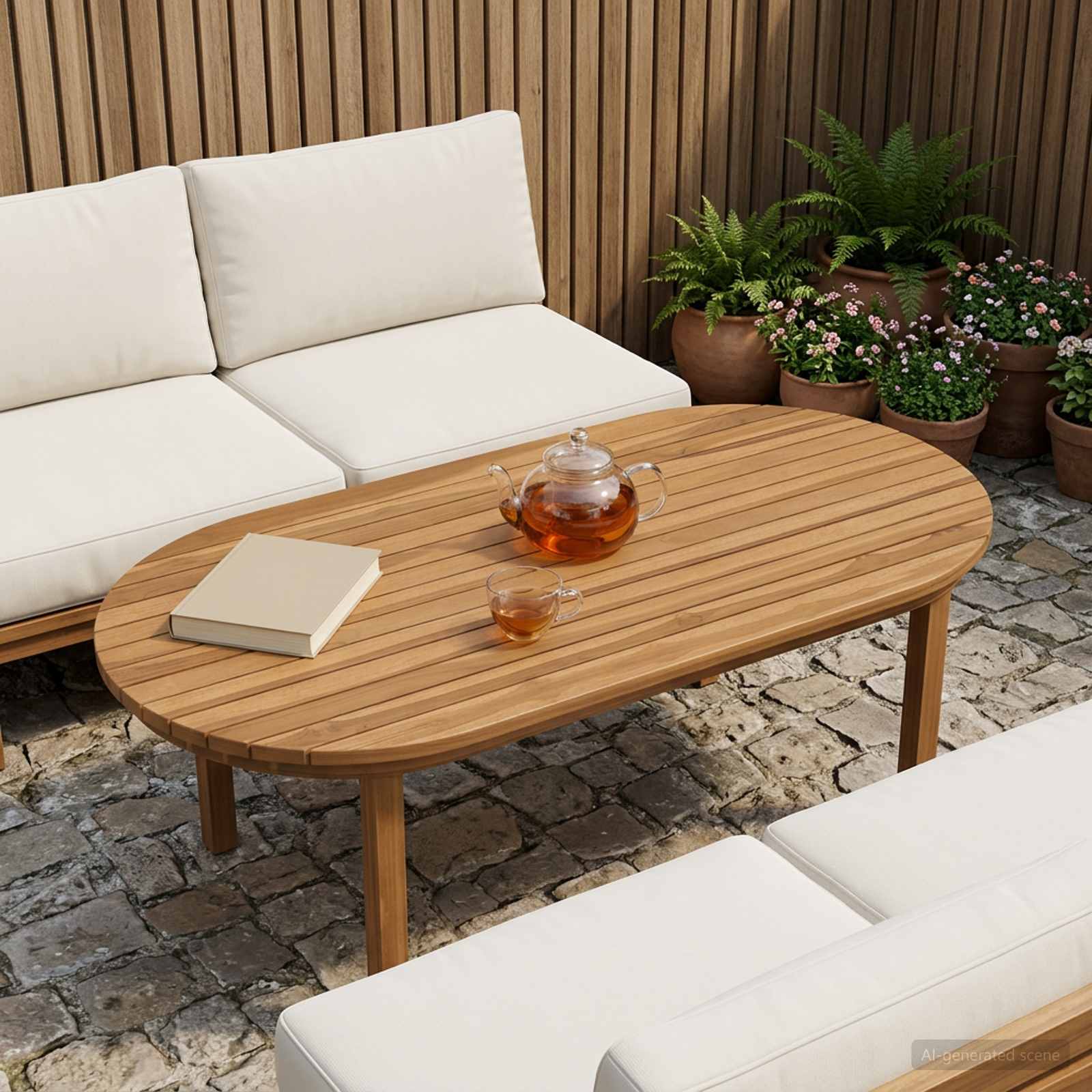 Asztallap 100 x 50 x 3,5 cm ovális tömör teakfa természetes