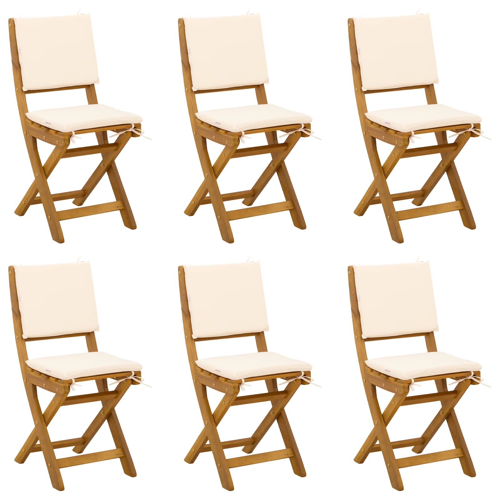 Kültéri bistro székek párnával 6 pcs krémfehér 38 x 46 x 85 cm