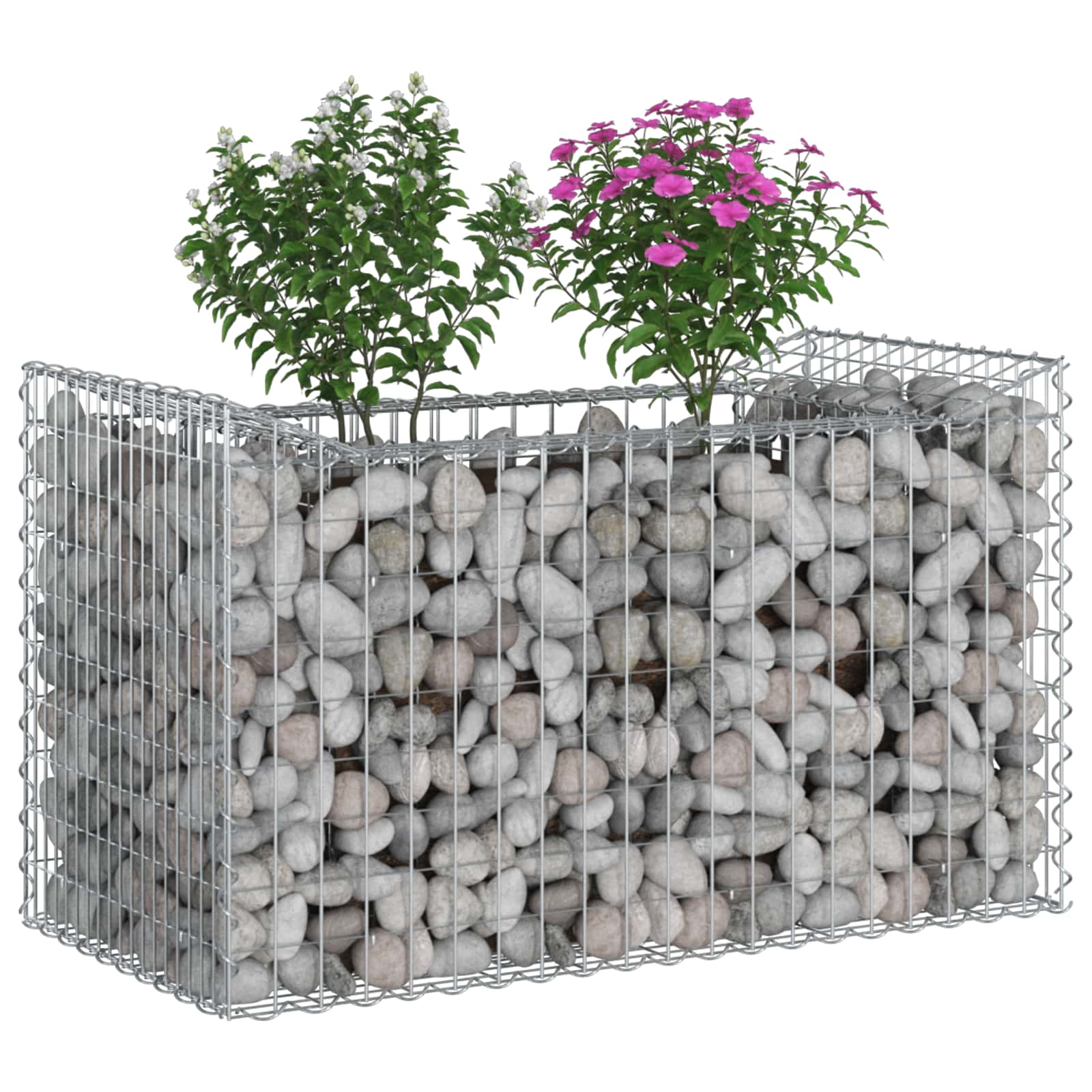 Gabion emelt ágy ezüst 50 x 100 x 60 cm horganyzott acél