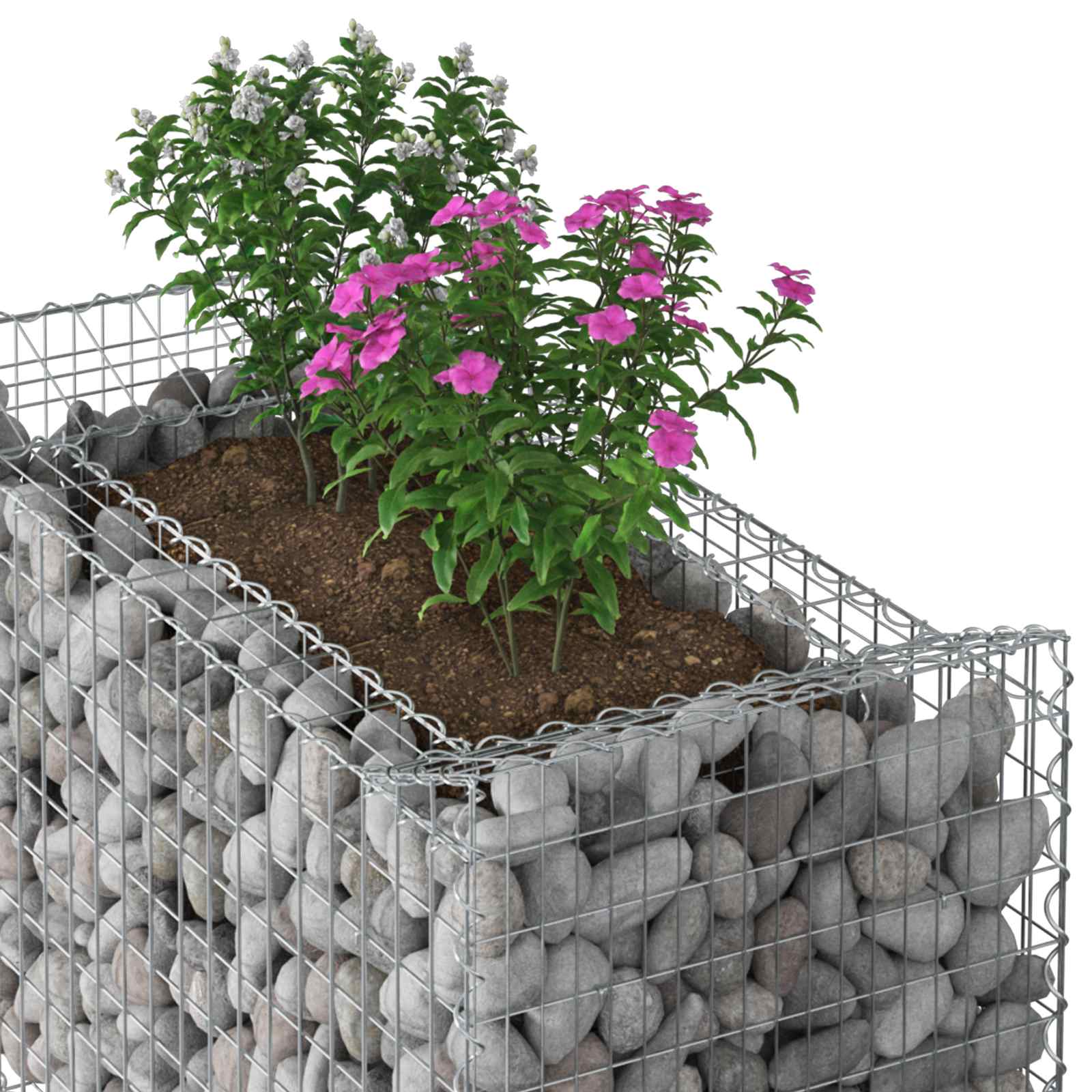Gabion emelt ágy ezüst 50 x 100 x 60 cm horganyzott acél