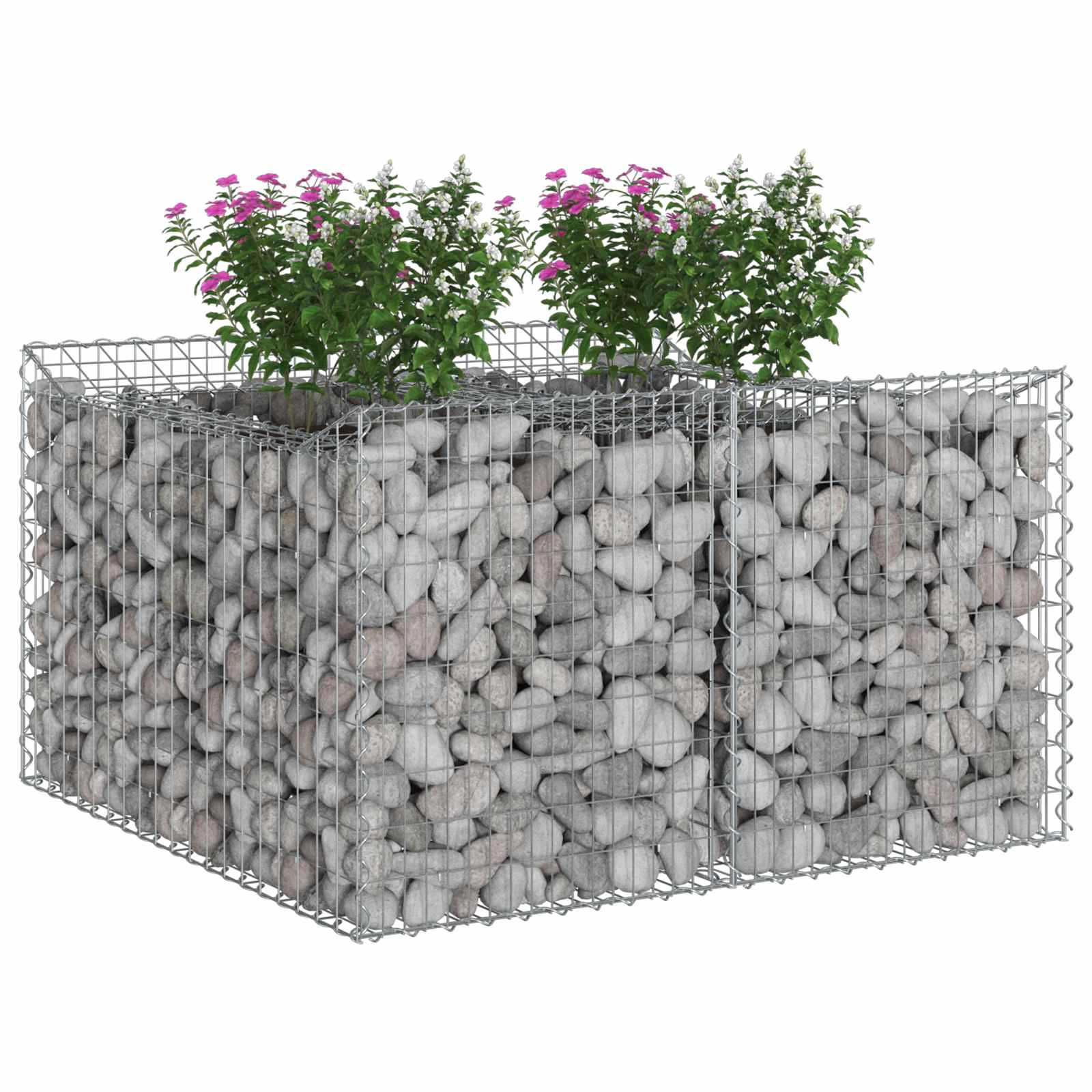 Gabion emelt ágy ezüst 100 x 100 x 60 cm horganyzott acél
