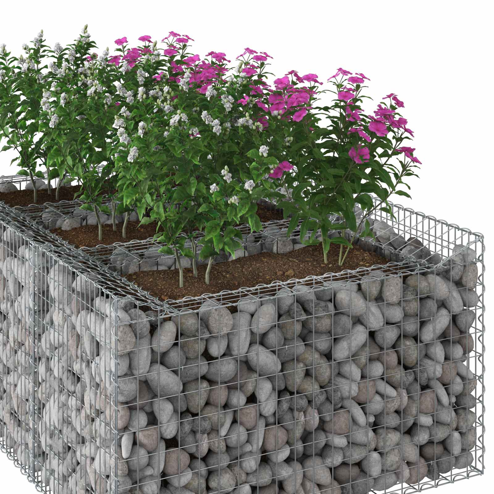 Gabion emelt ágy ezüst 150 x 100 x 60 cm horganyzott acél