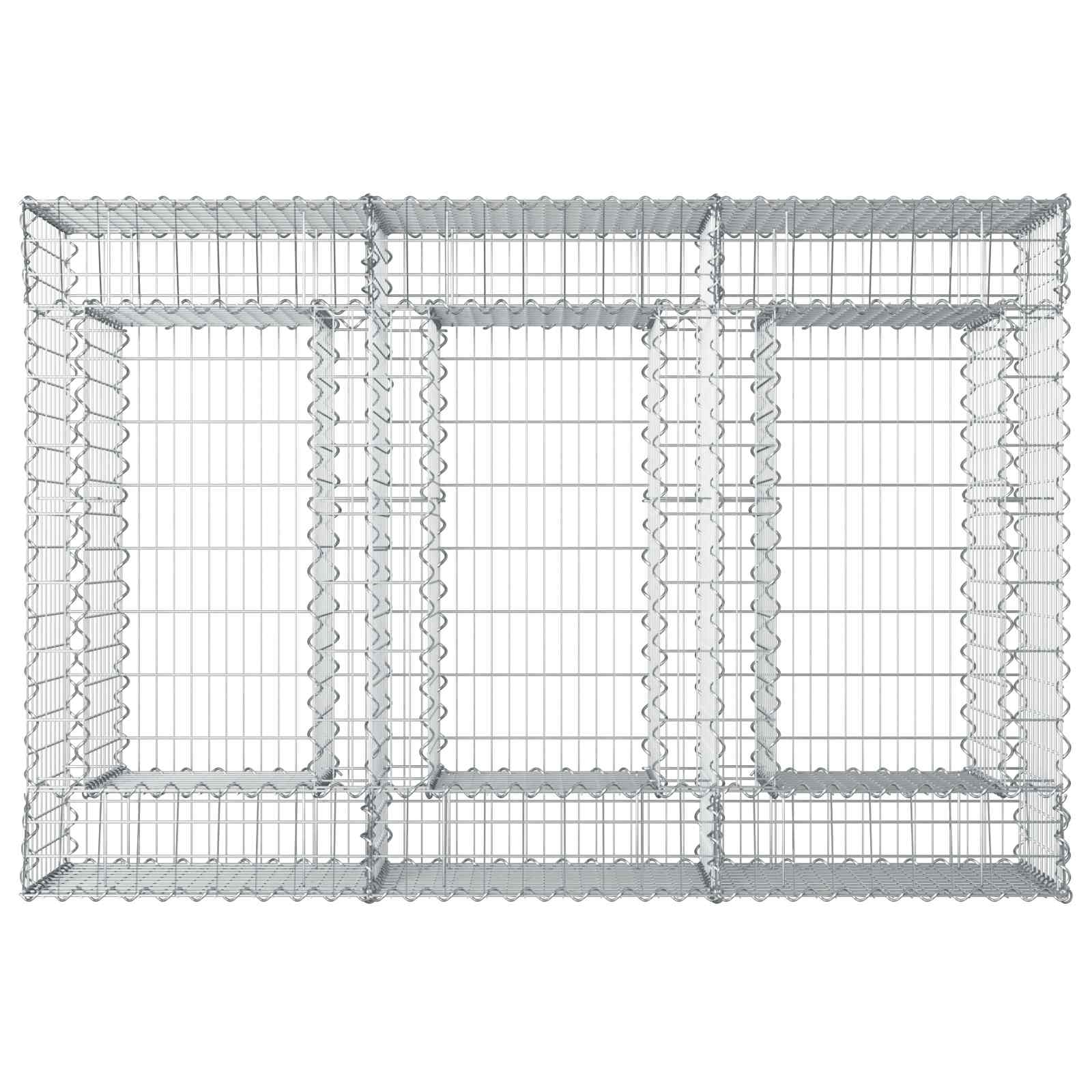 Gabion emelt ágy ezüst 150 x 100 x 60 cm horganyzott acél