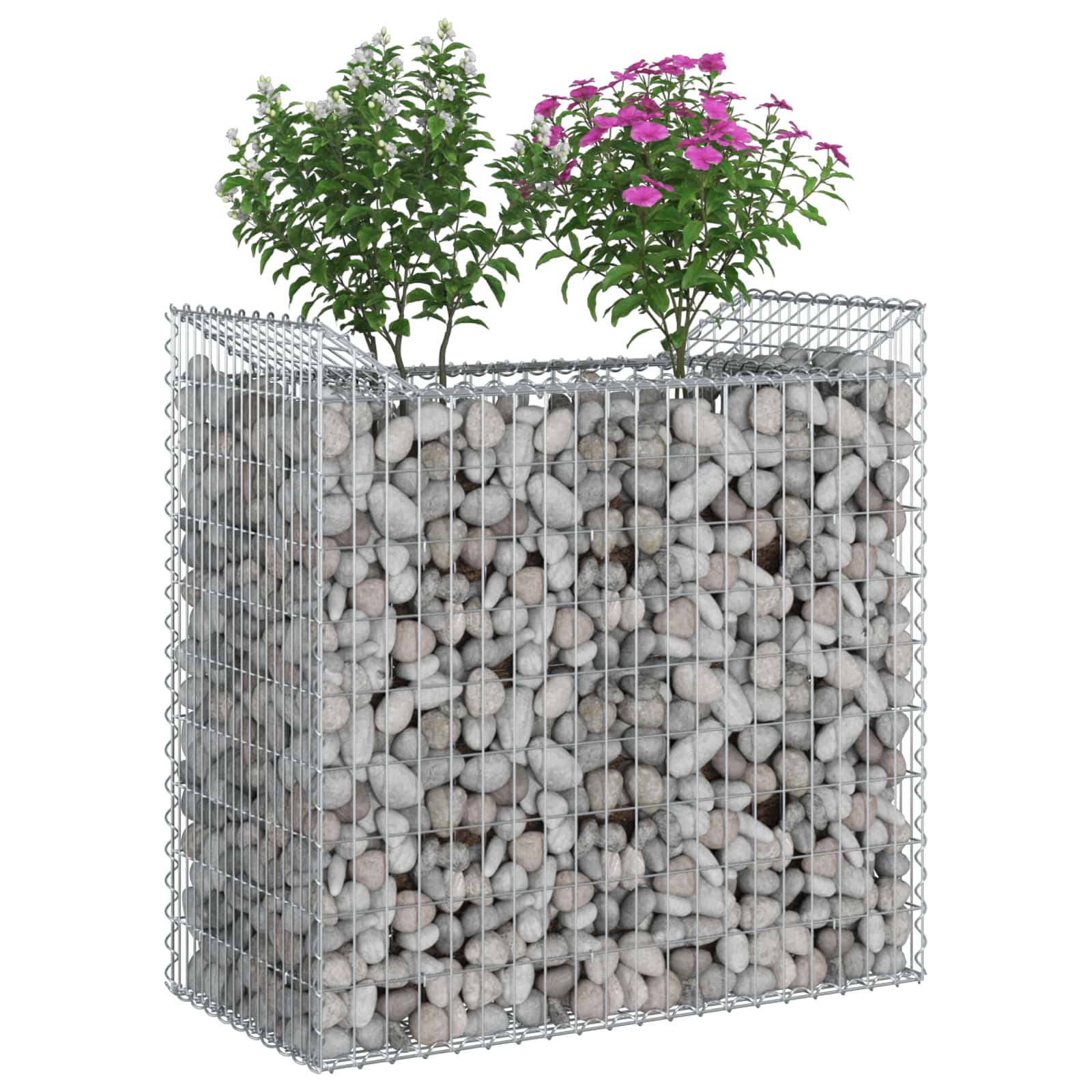 Gabion emelt ágy ezüst 50 x 100 x 100 cm horganyzott acél