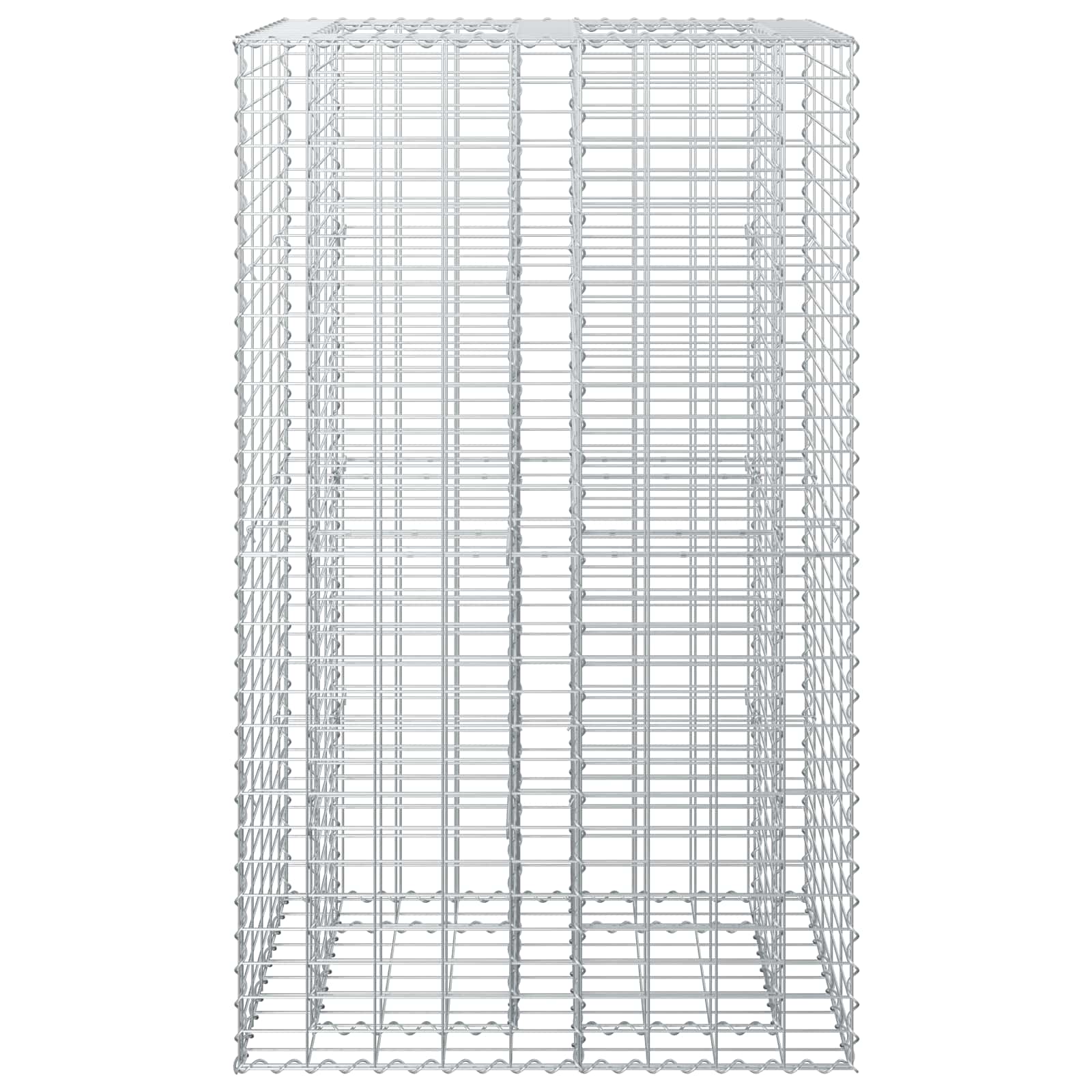 Gabion emelt ágy ezüst 90 x 50 x 150 cm horganyzott acél