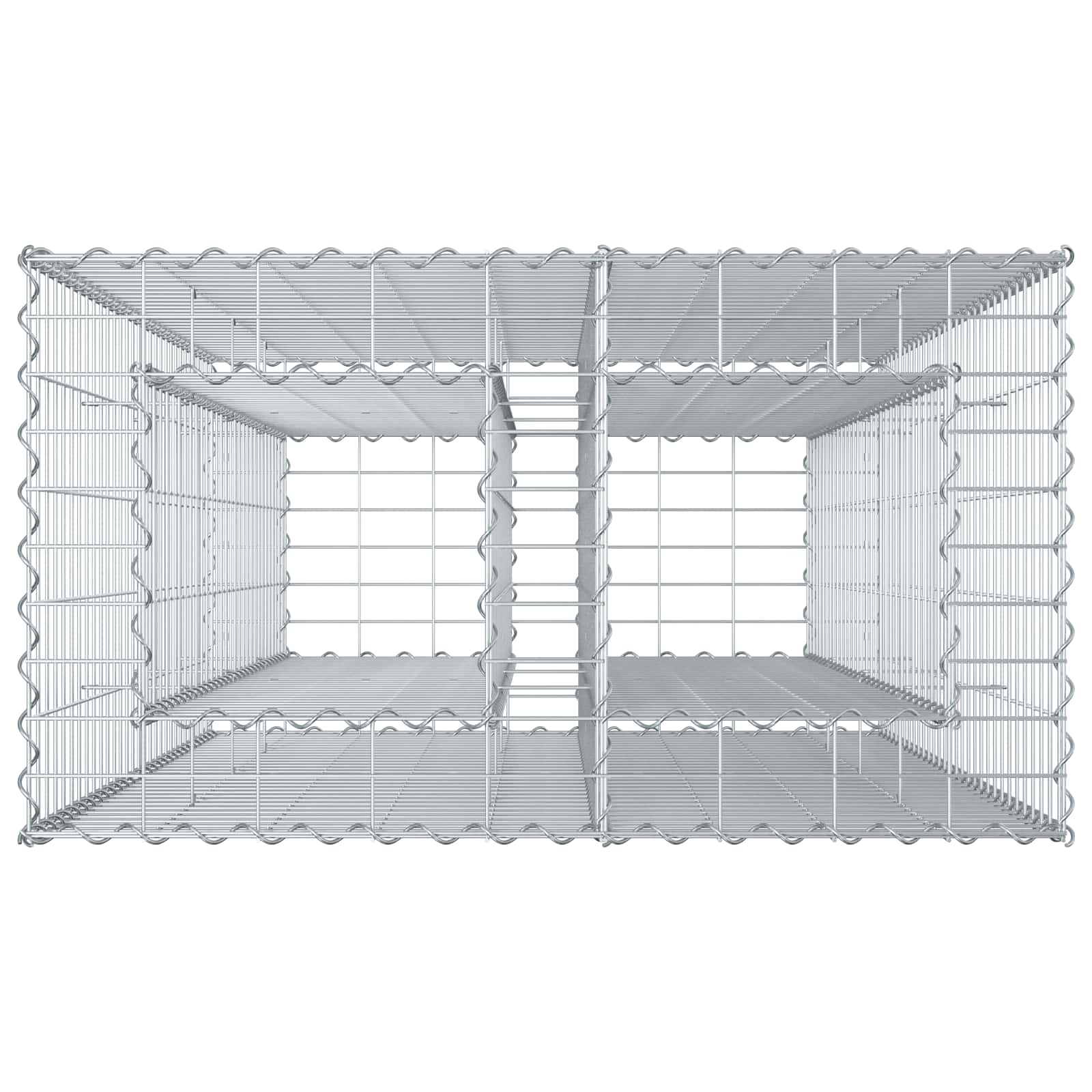 Gabion emelt ágy ezüst 90 x 50 x 150 cm horganyzott acél