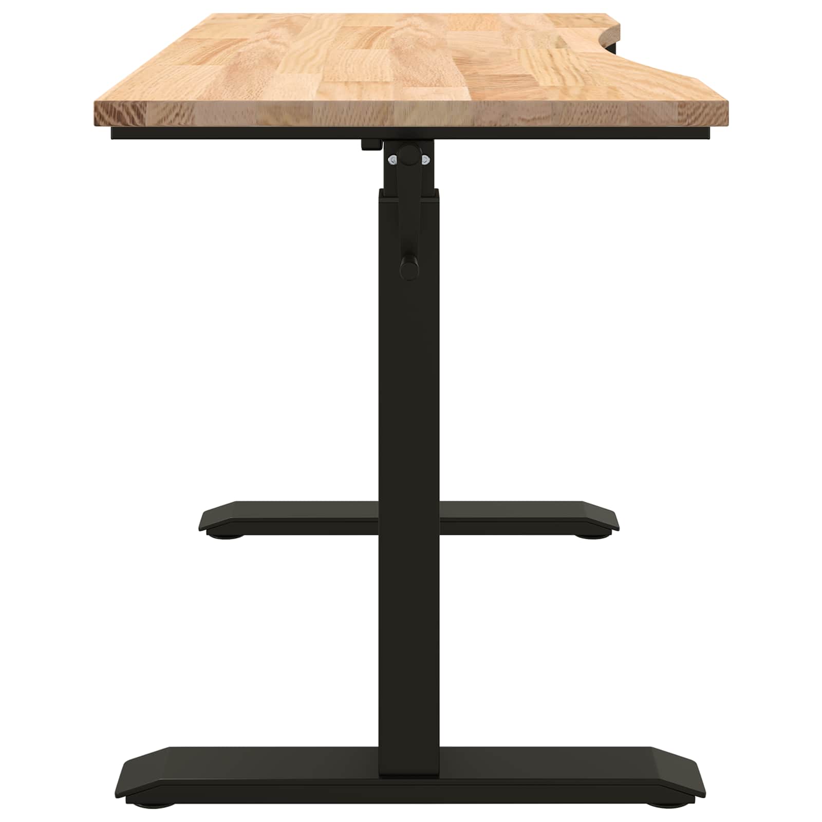 Asztal fekete és természetes 120 x 60 cm tömör tölgyfa