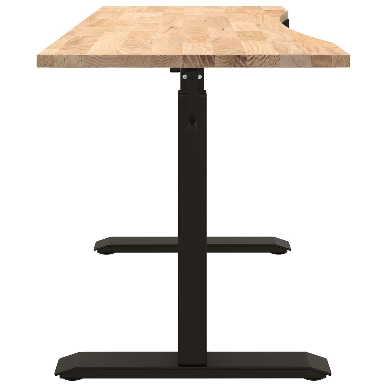 Asztal fekete és természetes 140 x 60 cm tömör tölgyfa