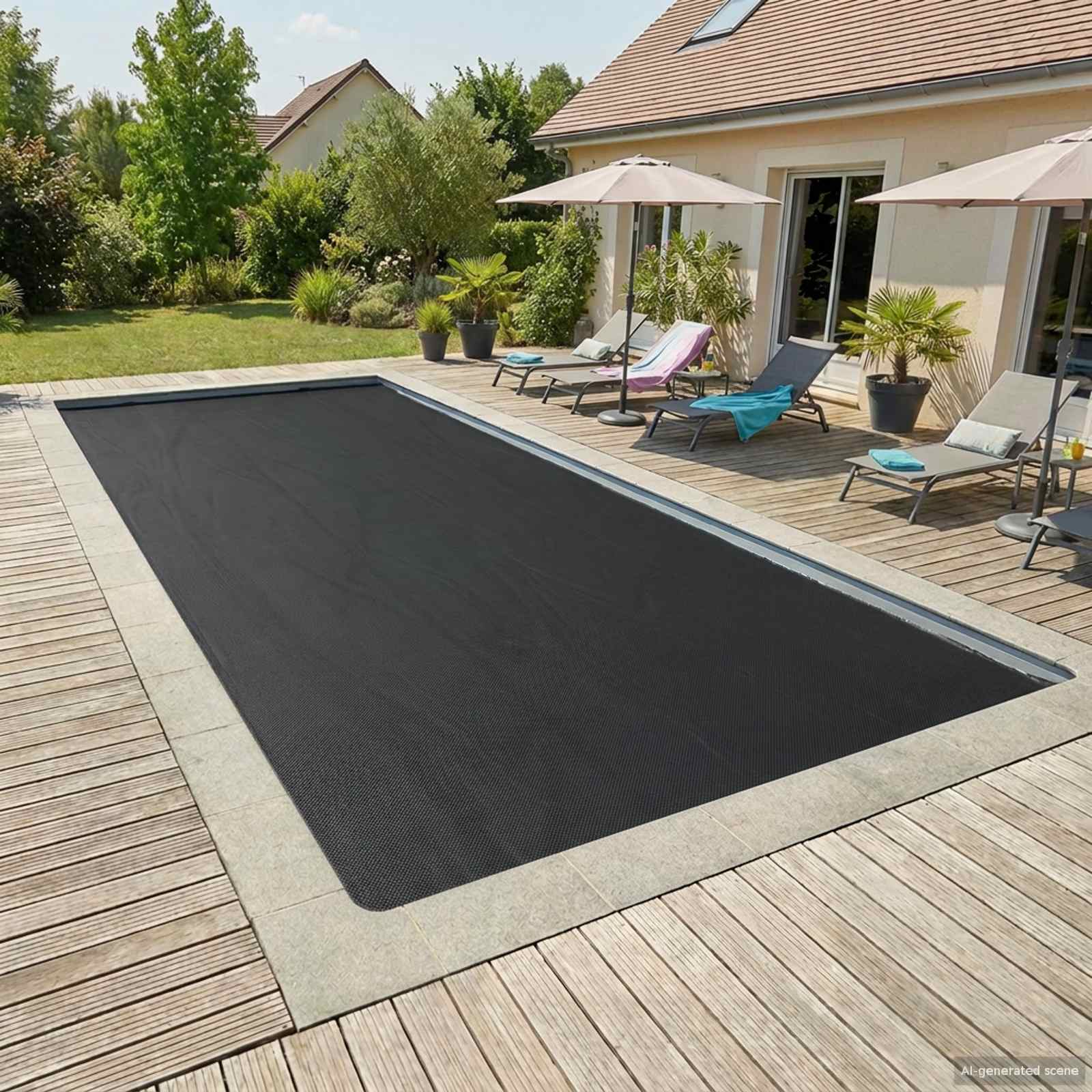Medencefedél 1000 x 500 cm négyzet pe fekete
