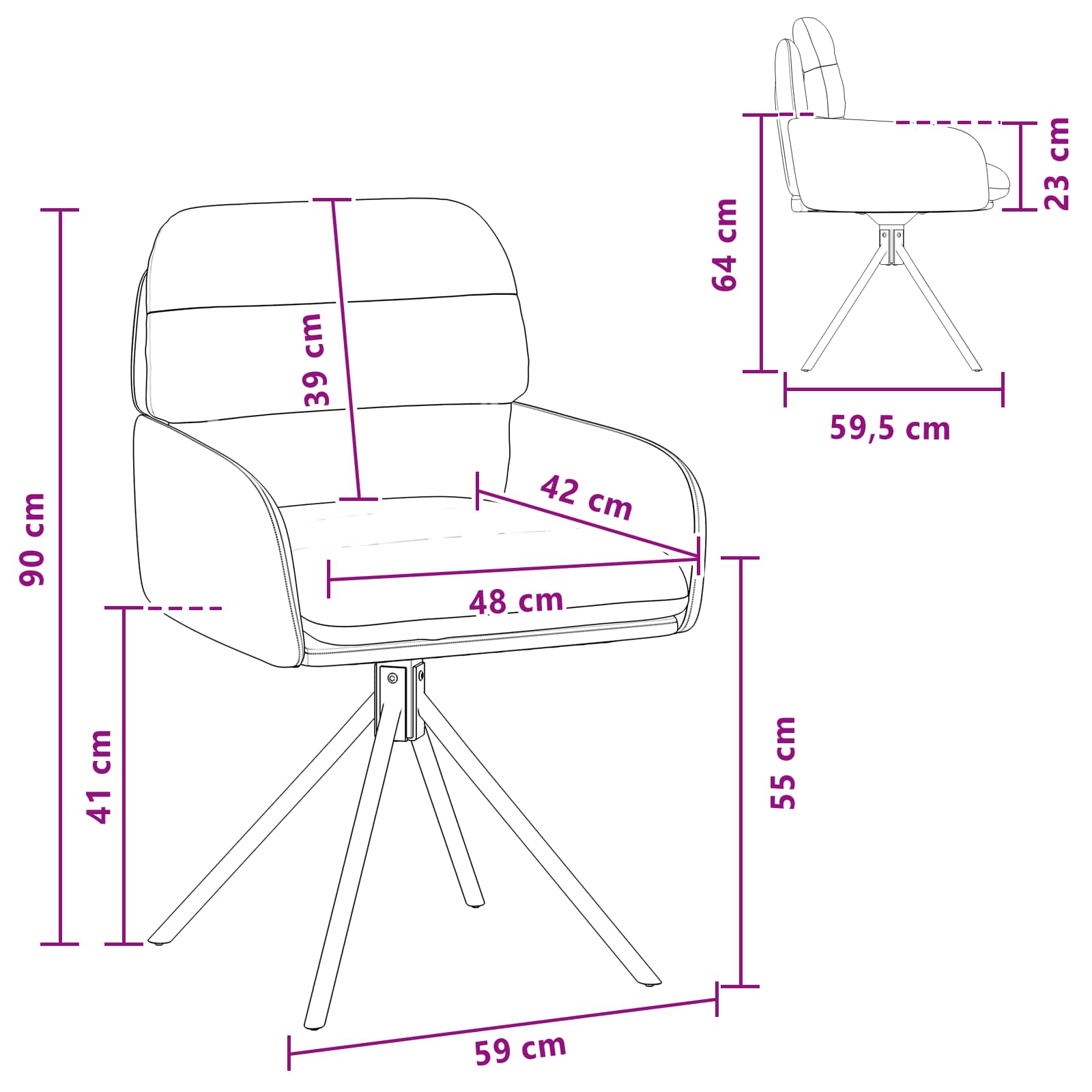 Forgós étkezős székek 4 pcs műbőr szürke 59 x 59,5 x 90 cm