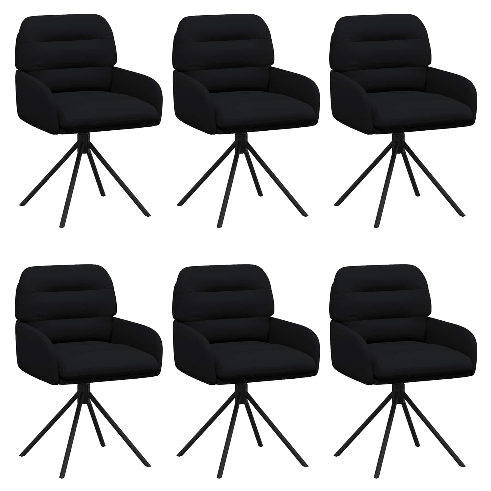 Forgós étkezős székek 6 pcs műbőr fekete 59 x 59,5 x 90 cm