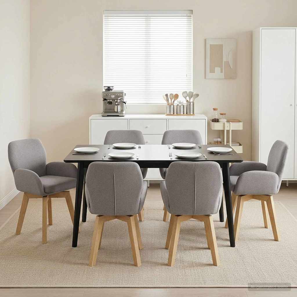 Forgós étkezős székek 6 pcs bouclé világosszürke