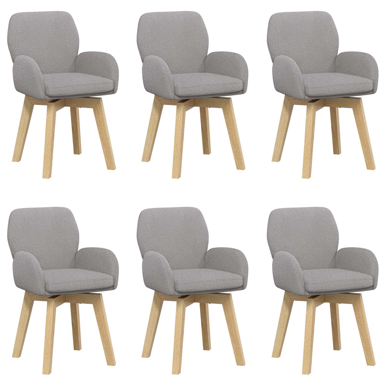 Forgós étkezős székek 6 pcs bouclé világosszürke