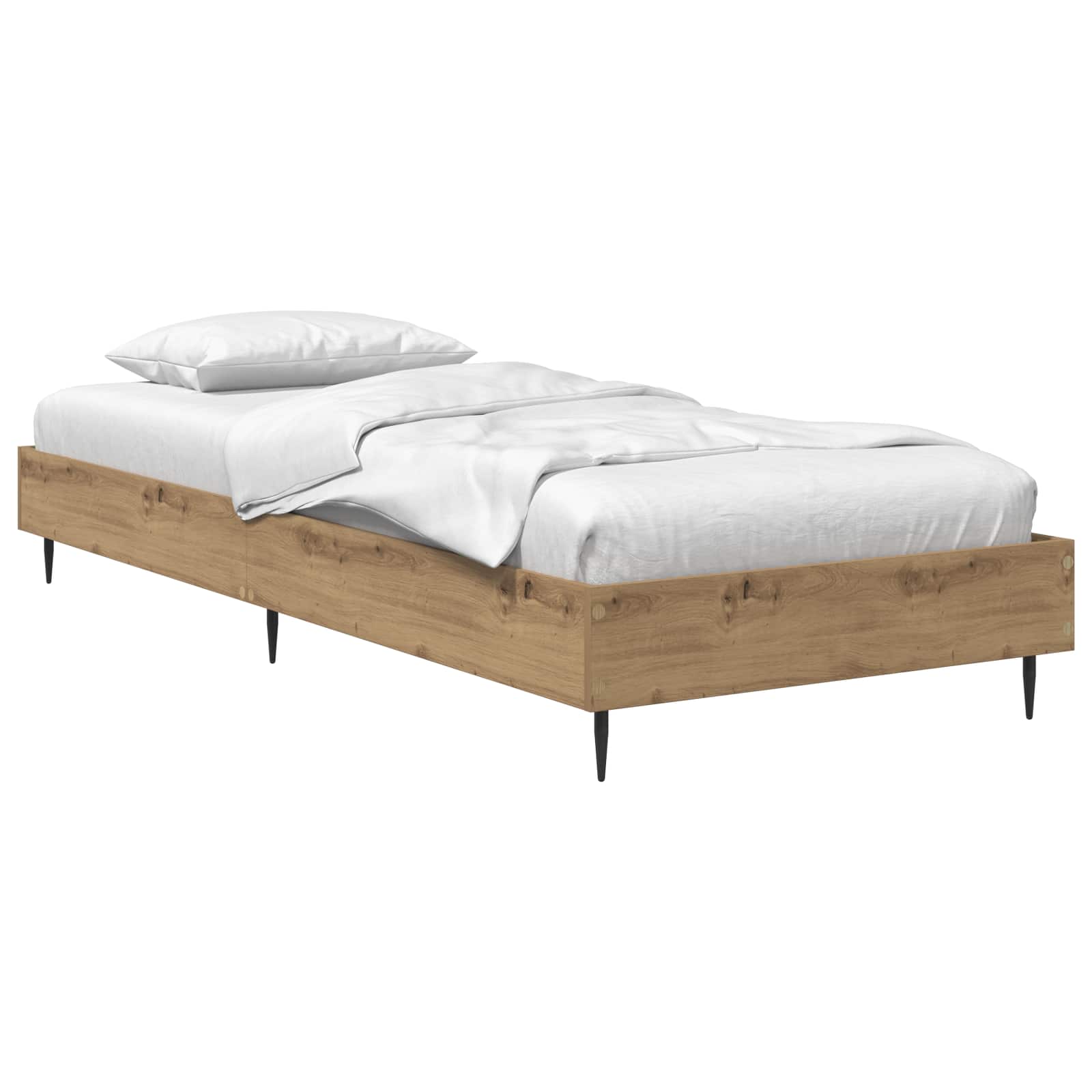 Ágykeret kézműves tölgy színű 80 x 200 cm szerelt fa