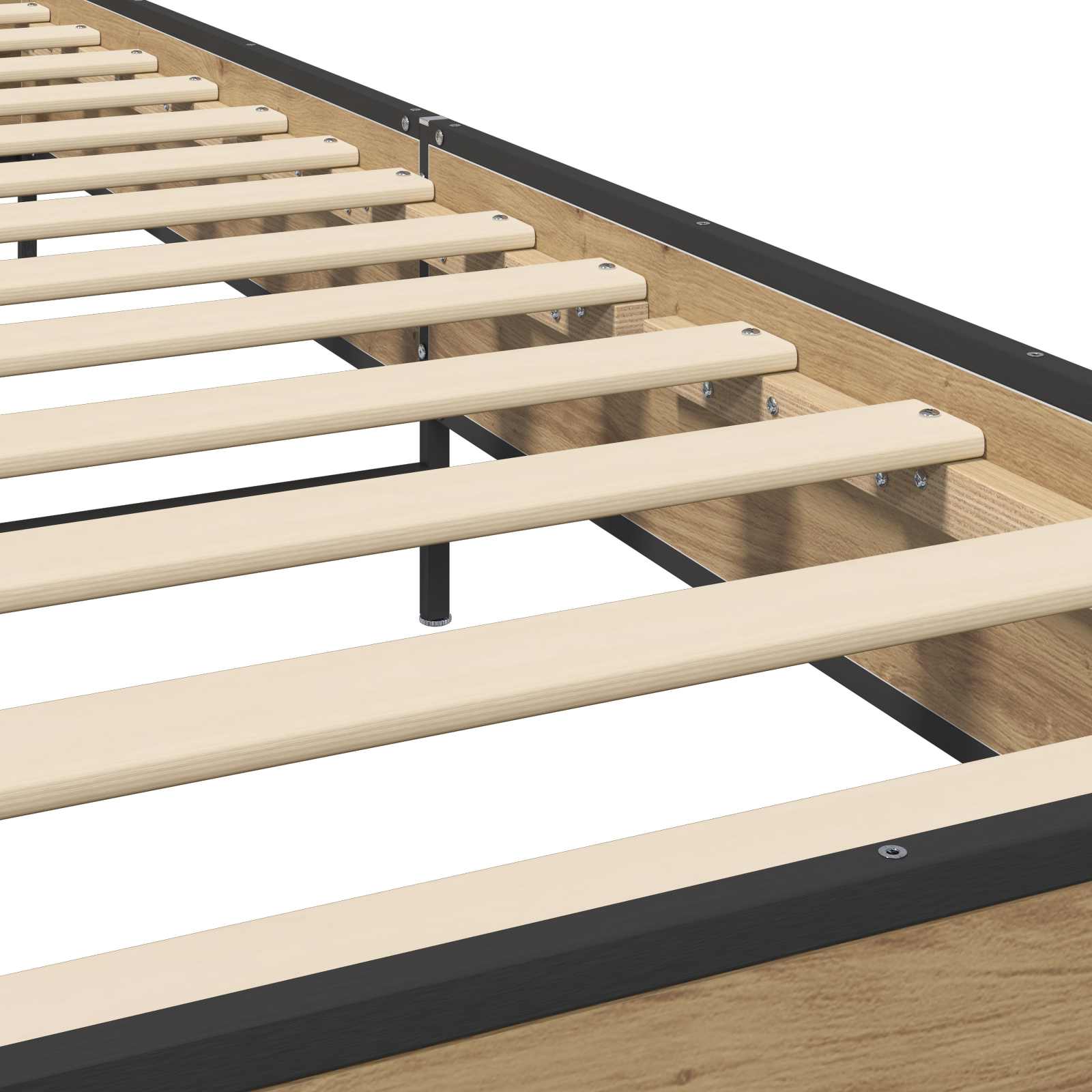 Ágykeret támlával kézműves tölgy színű 80 x 200 cm szerelt fa