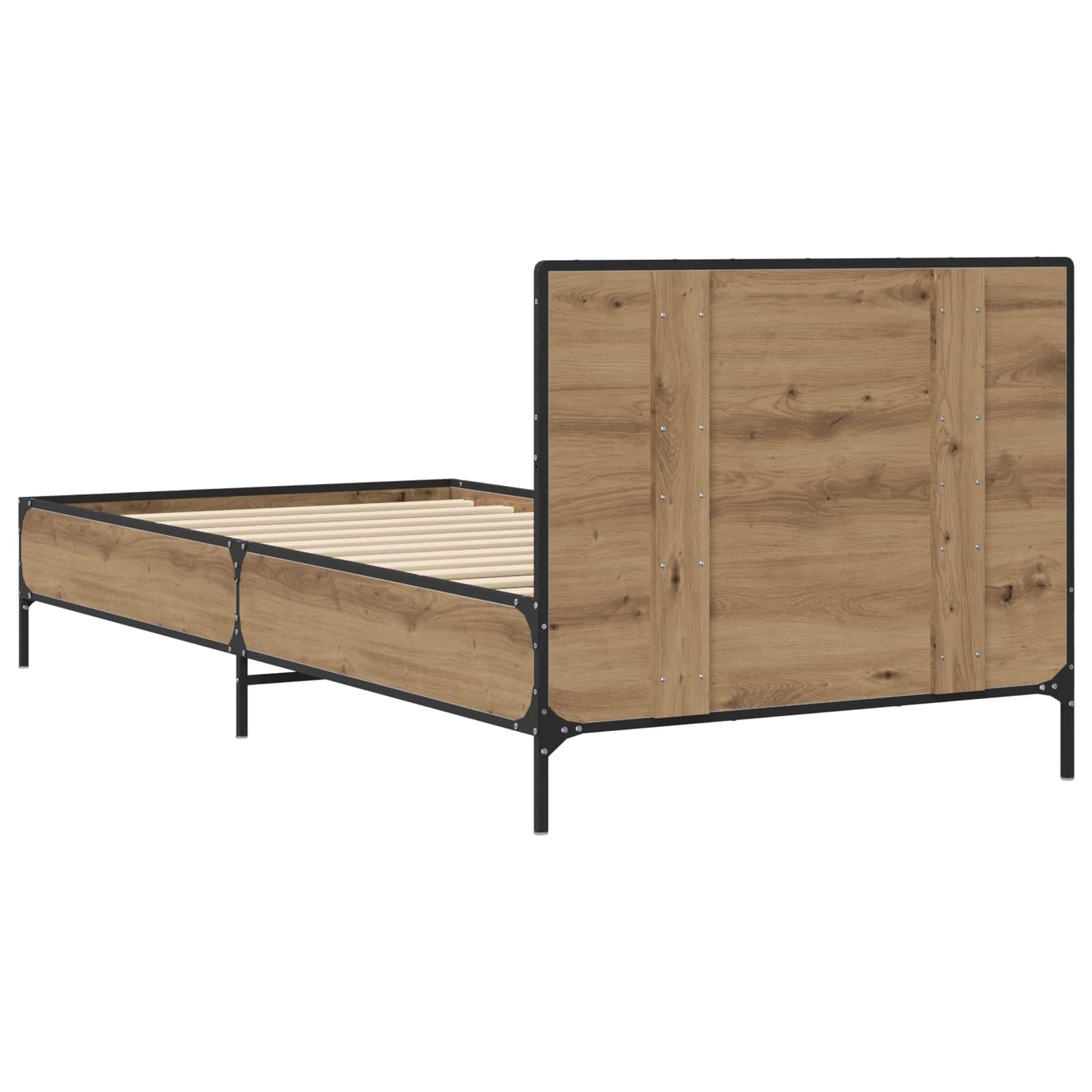 Ágykeret támlával kézműves tölgy színű 80 x 200 cm szerelt fa