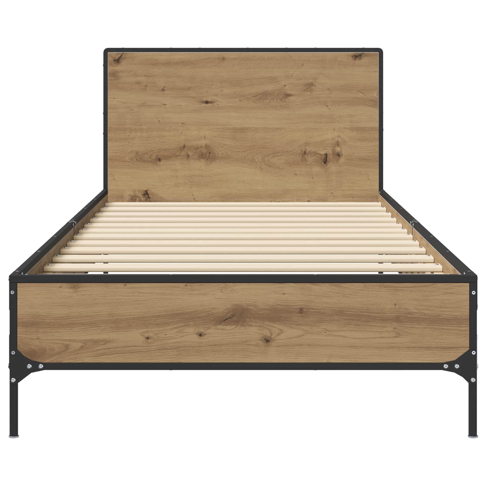 Ágykeret támlával kézműves tölgy színű 80 x 200 cm szerelt fa