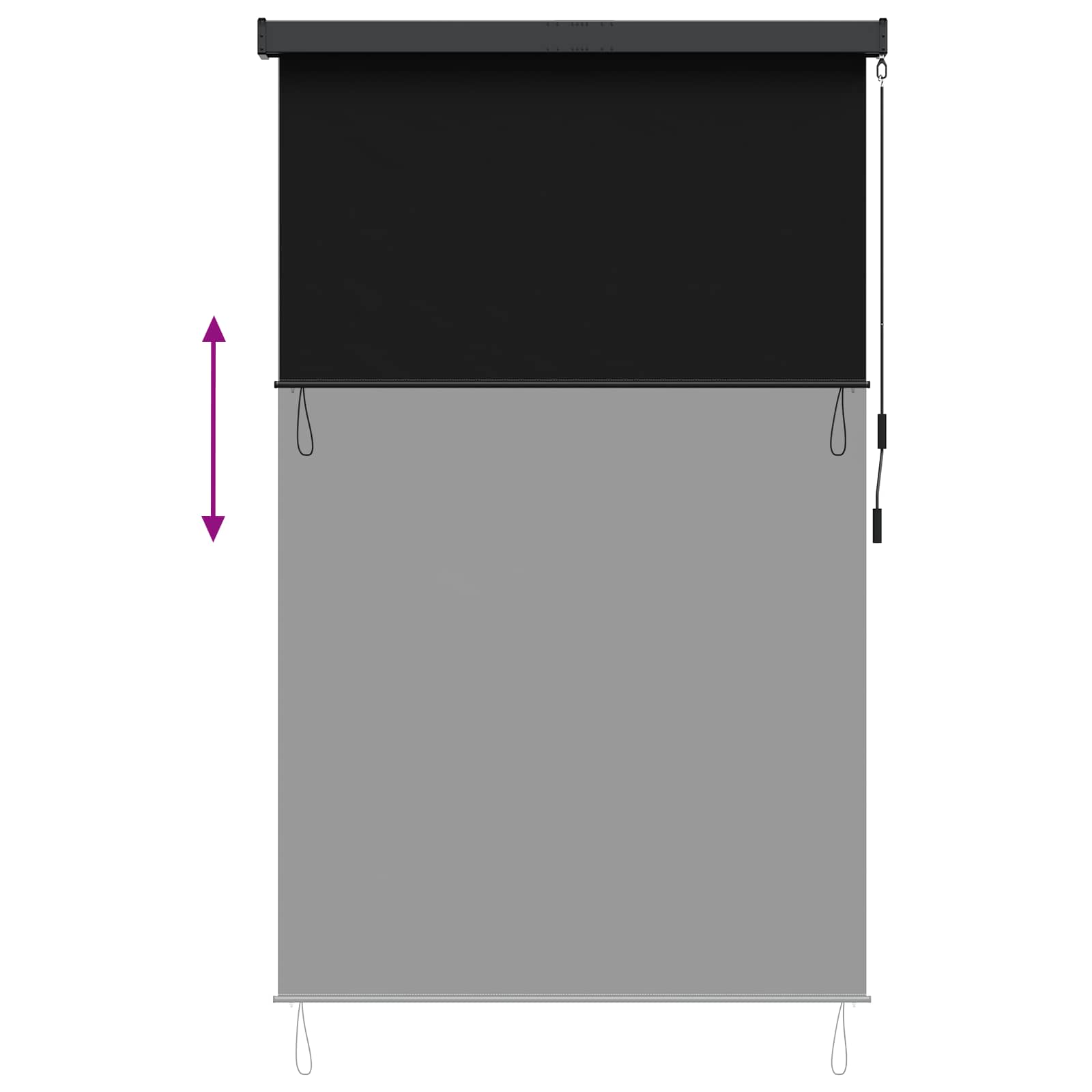 Roletta fekete 140 x 250 cm szövet és alumínium