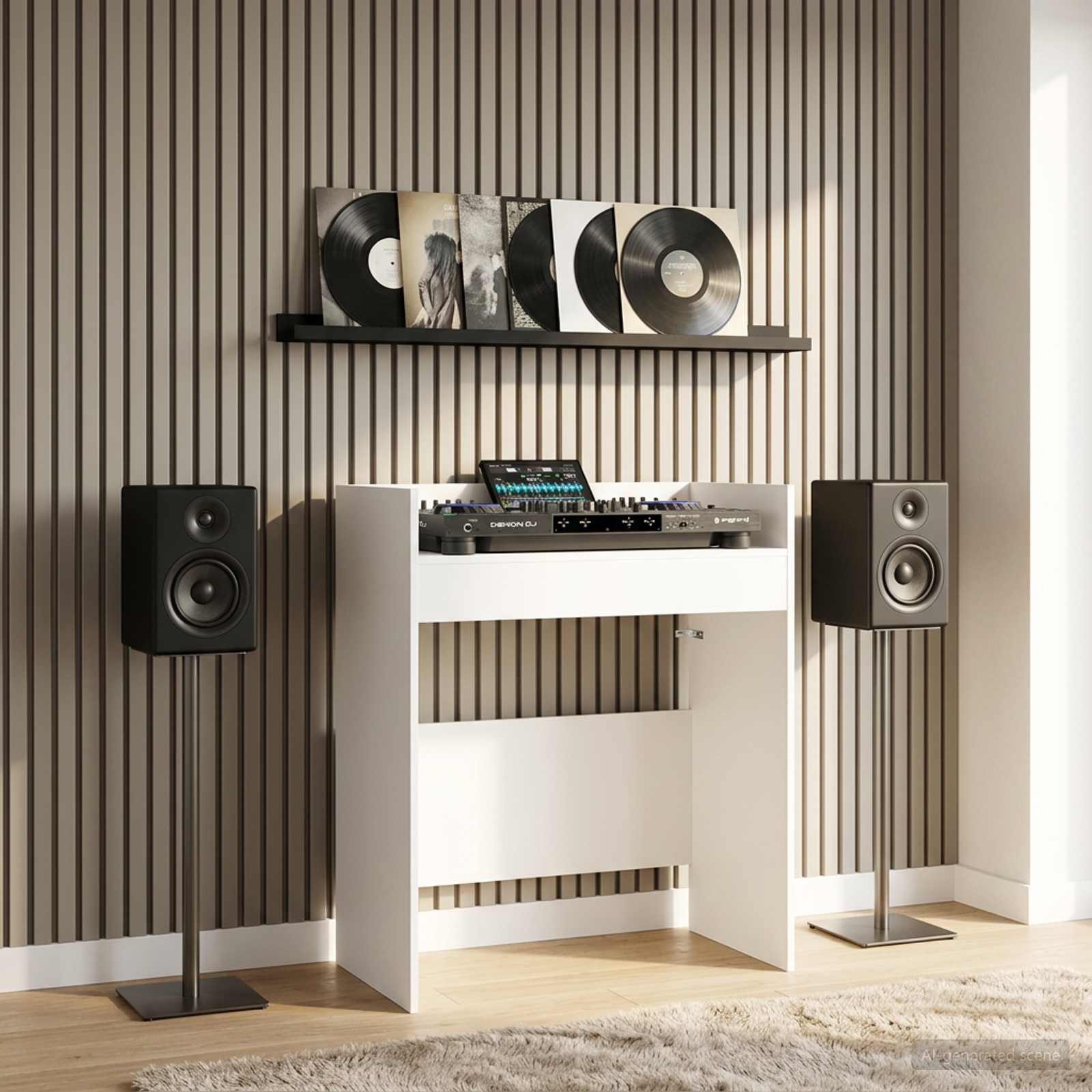 Dj asztal fehér 102 x 45 x 102 cm szerelt fa