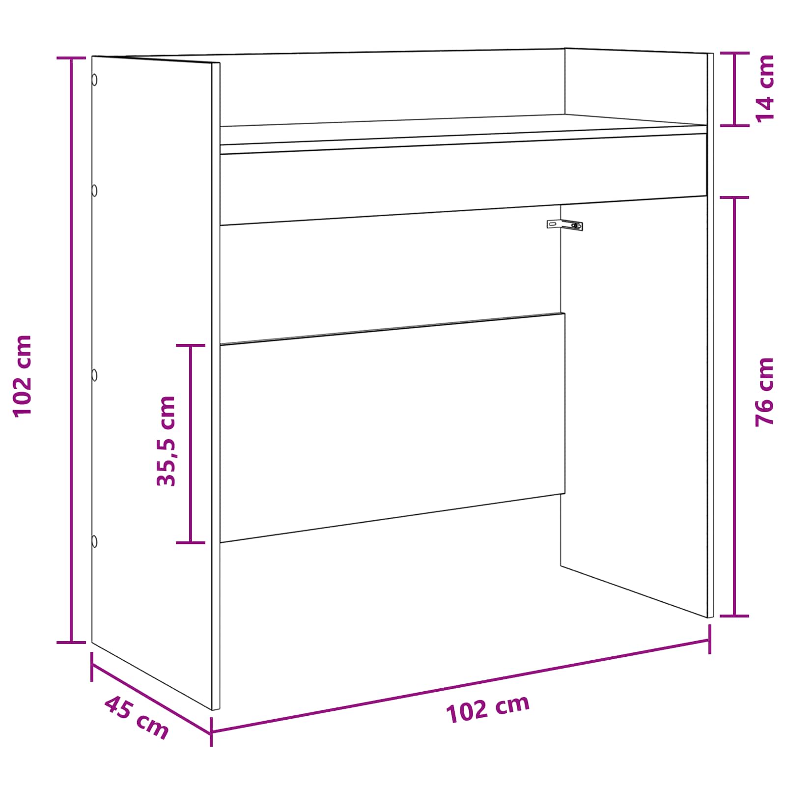 Dj asztal betonszürke 102 x 45 x 102 cm szerelt fa