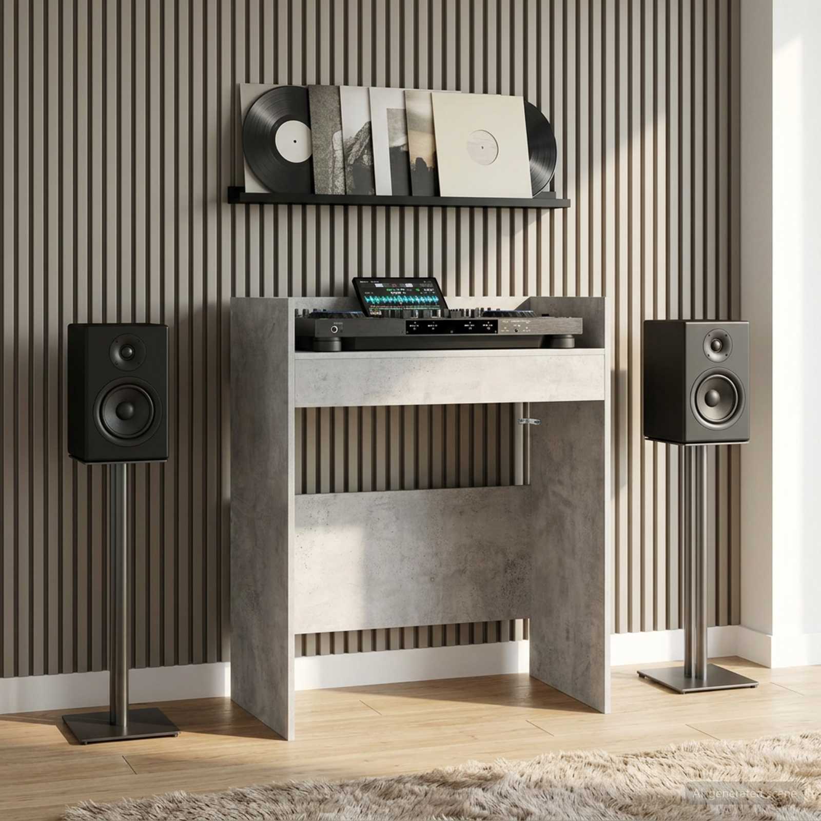 Dj asztal betonszürke 82 x 45 x 102 cm szerelt fa