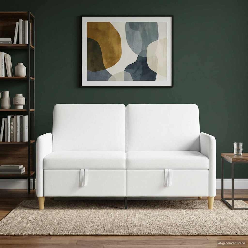 Tárolós kanapé fehér 152 x 78 x 87 cm poliészter