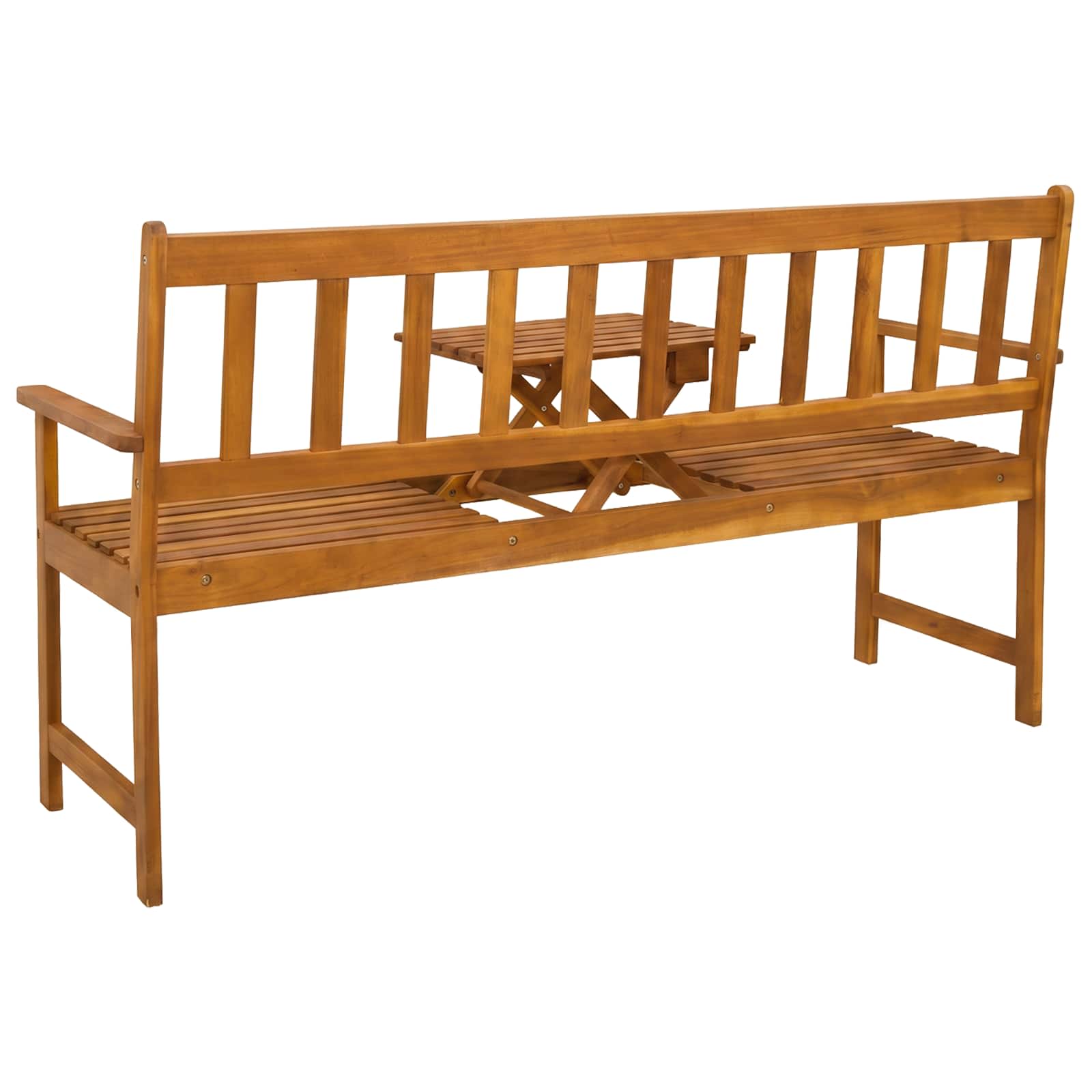 Kerti pad 158 x 55 x 89 cm tömör akácfa természetes