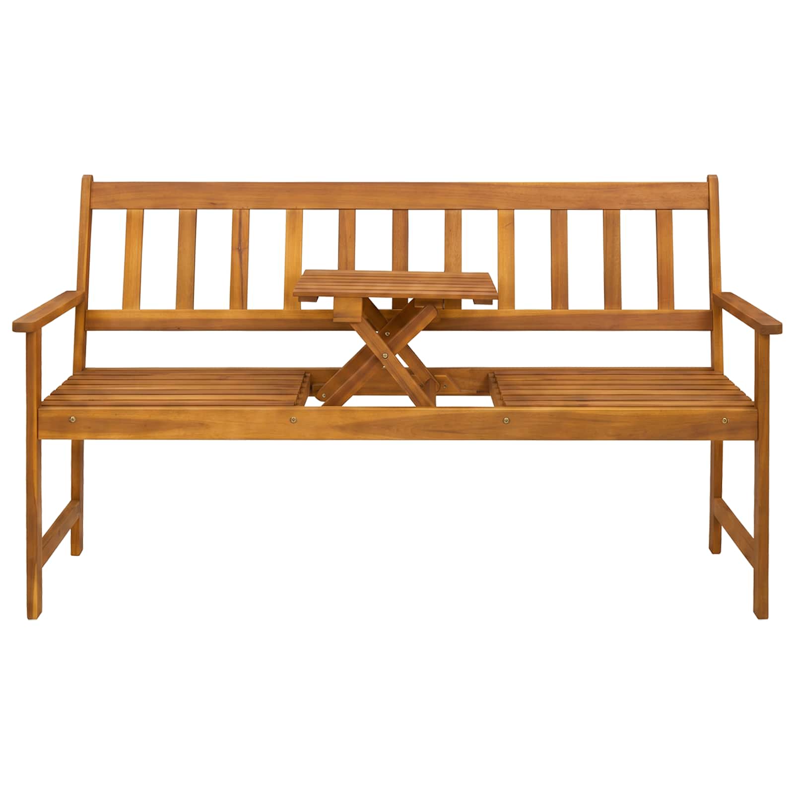 Kerti pad 158 x 55 x 89 cm tömör akácfa természetes