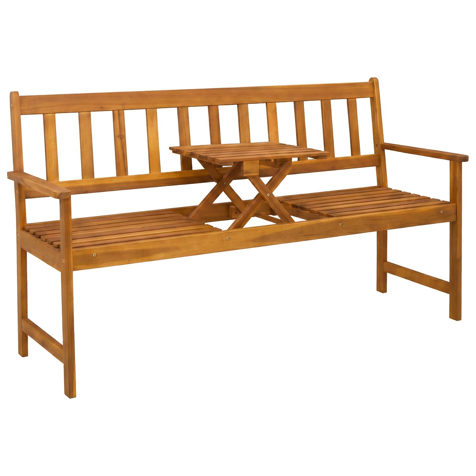 Kerti pad 158 x 55 x 89 cm tömör akácfa természetes