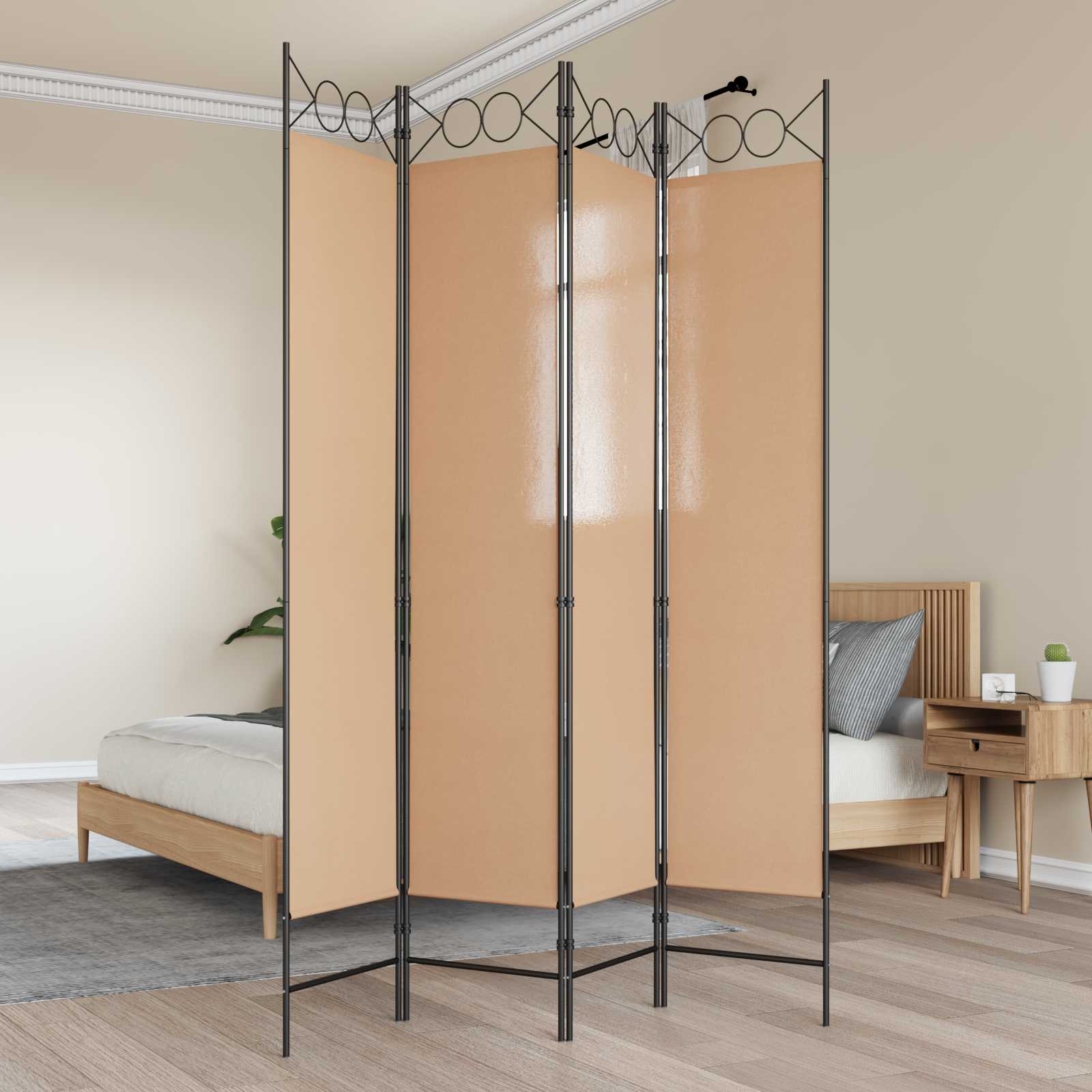 4-paneles szoba elválasztó bézs 160 x 200 cm szövet