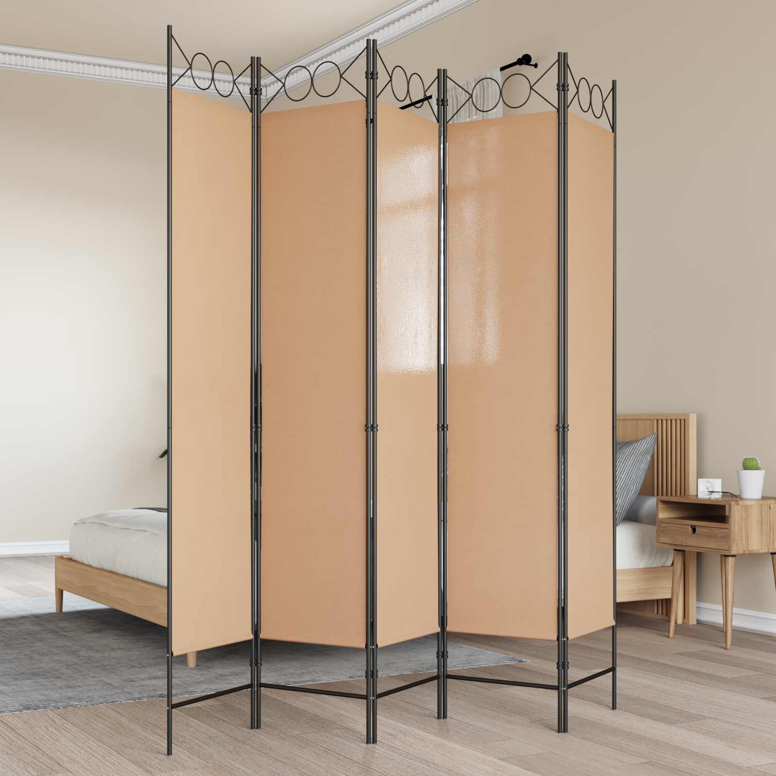 5-paneles szoba elválasztó bézs 200 x 200 cm szövet