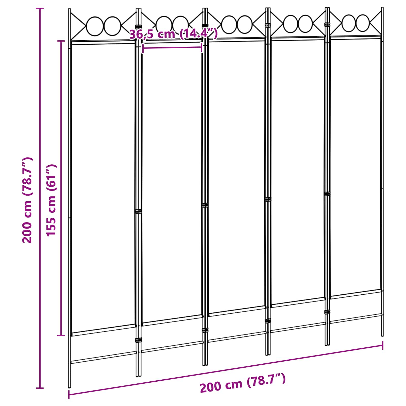5-paneles szoba elválasztó bézs 200 x 200 cm szövet