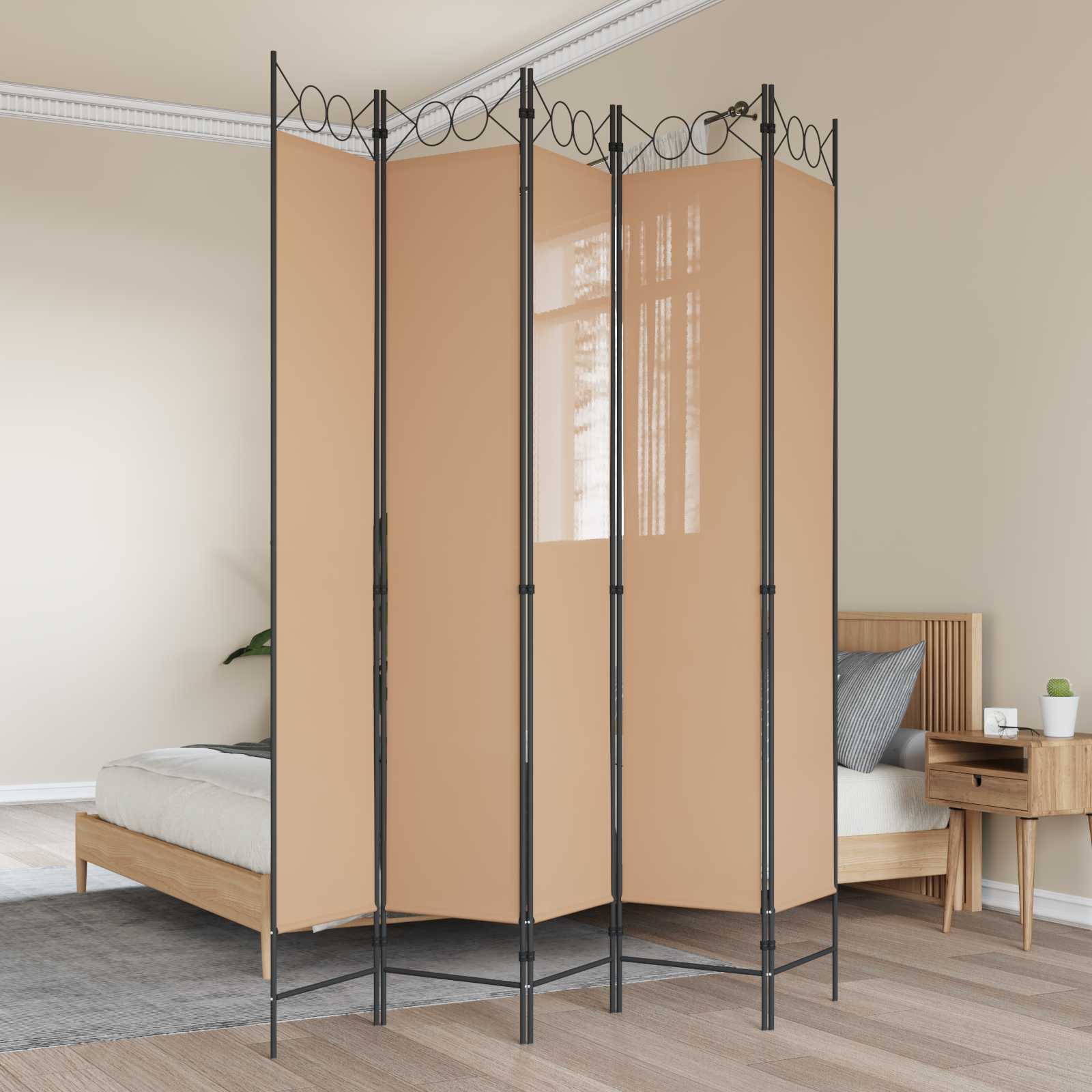 5-paneles szoba elválasztó bézs 200 x 220 cm szövet