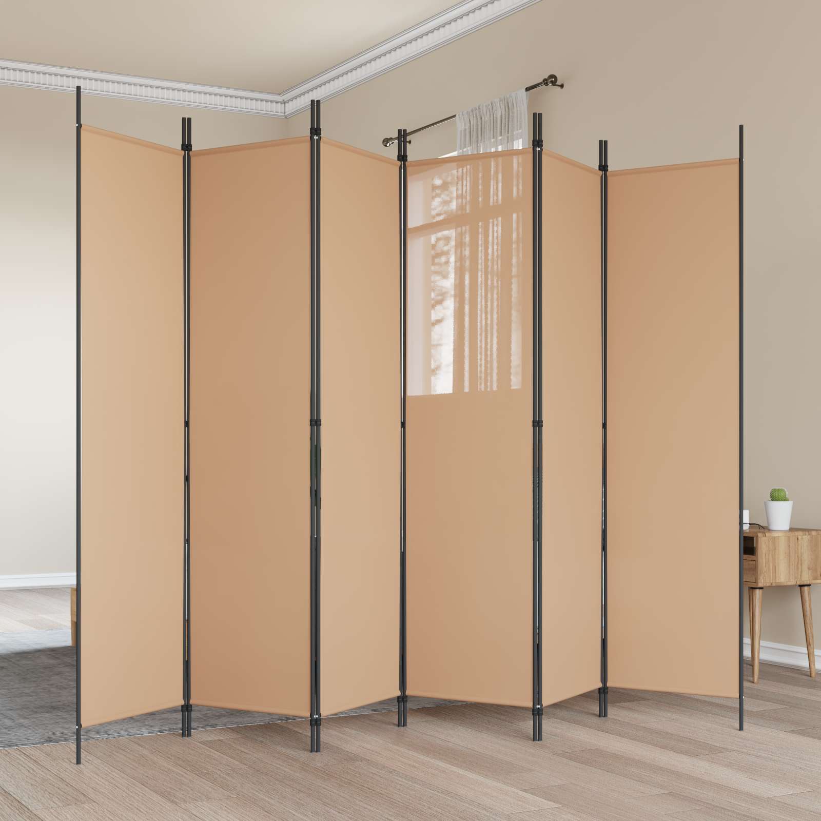 6-paneles szobaelválasztó bézs 300 x 200 cm szövet